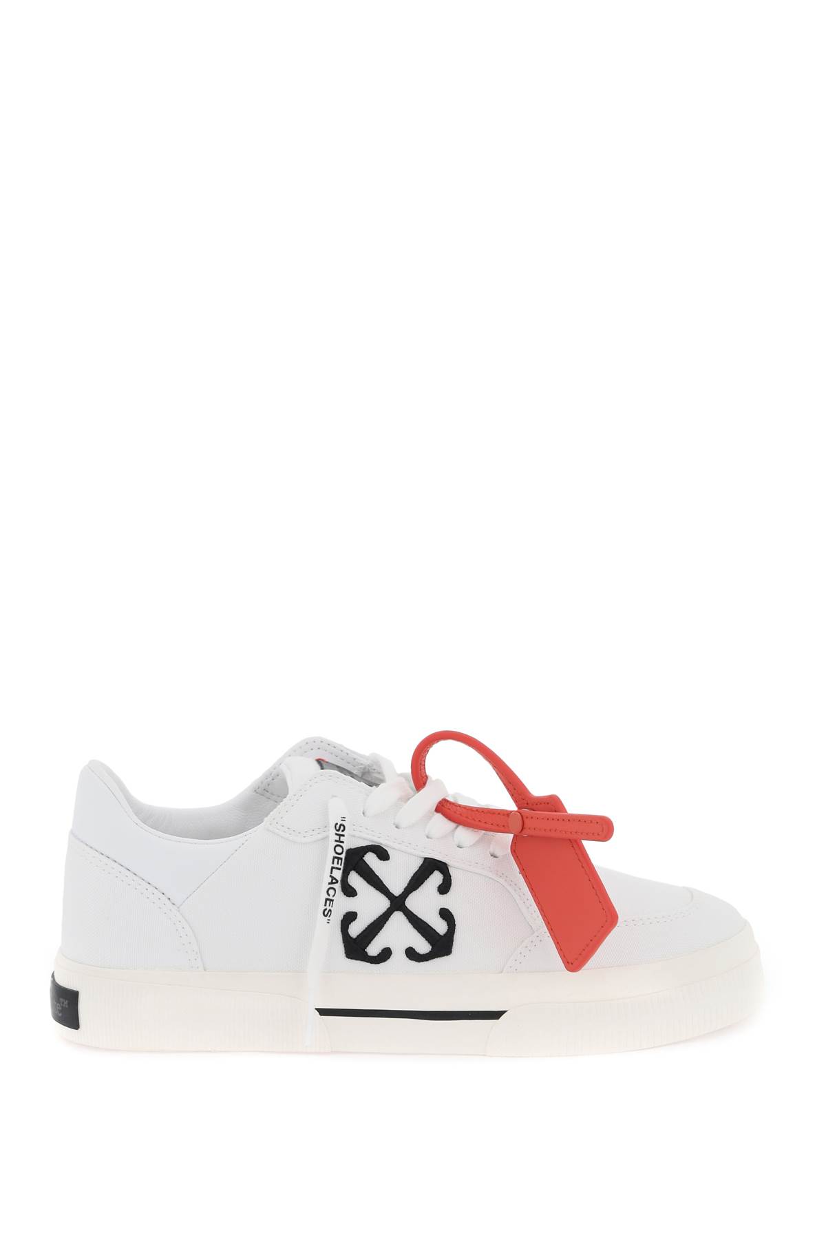 Shop Off-white Low Canvas Vulcanized Sneakers In In White Black (white)