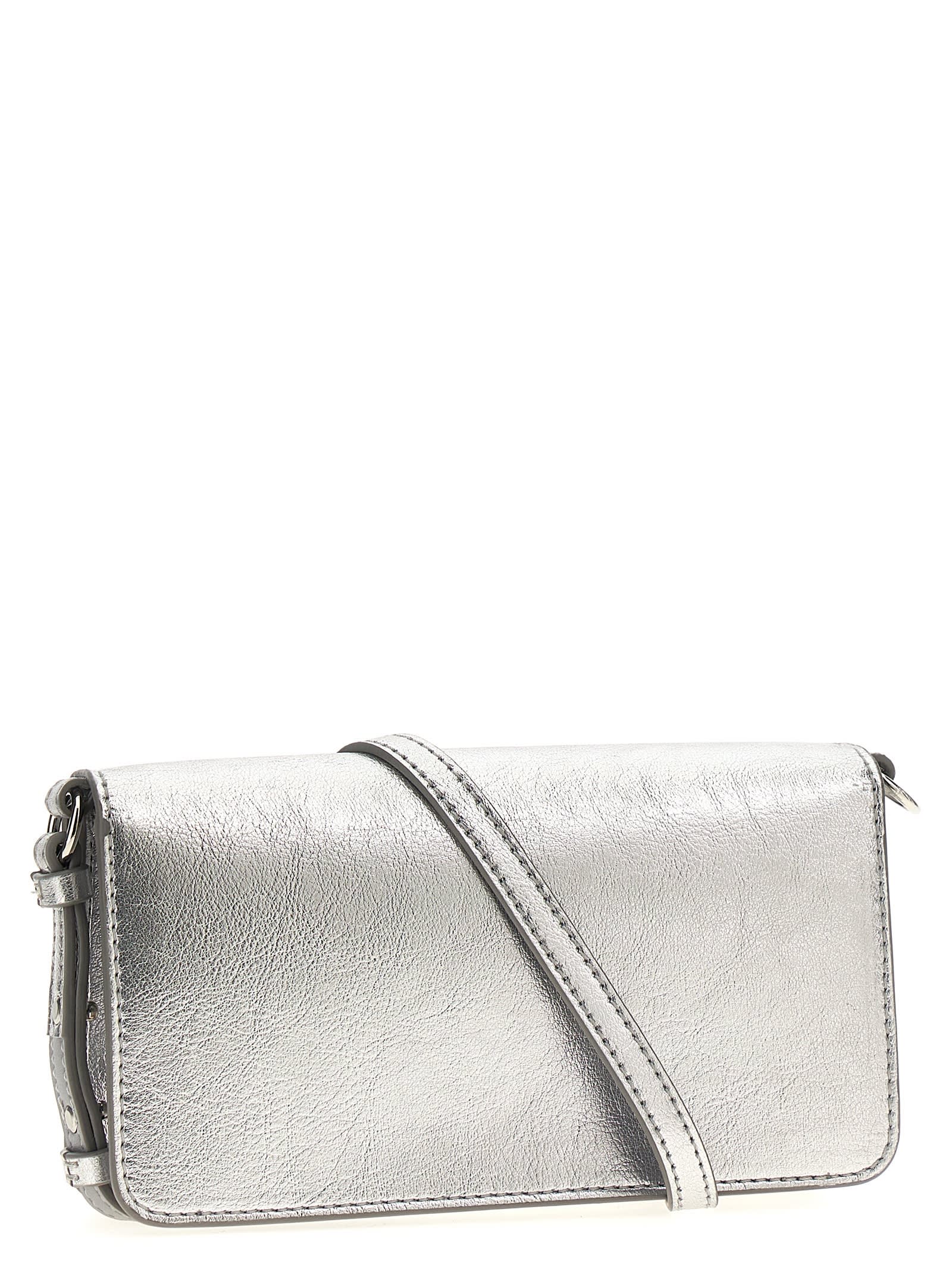 Shop Stella Mccartney Logo Crossbody Bag In Silver