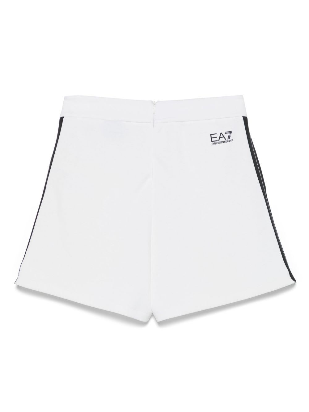 Ea7 Stripe-trim Track Shorts In White