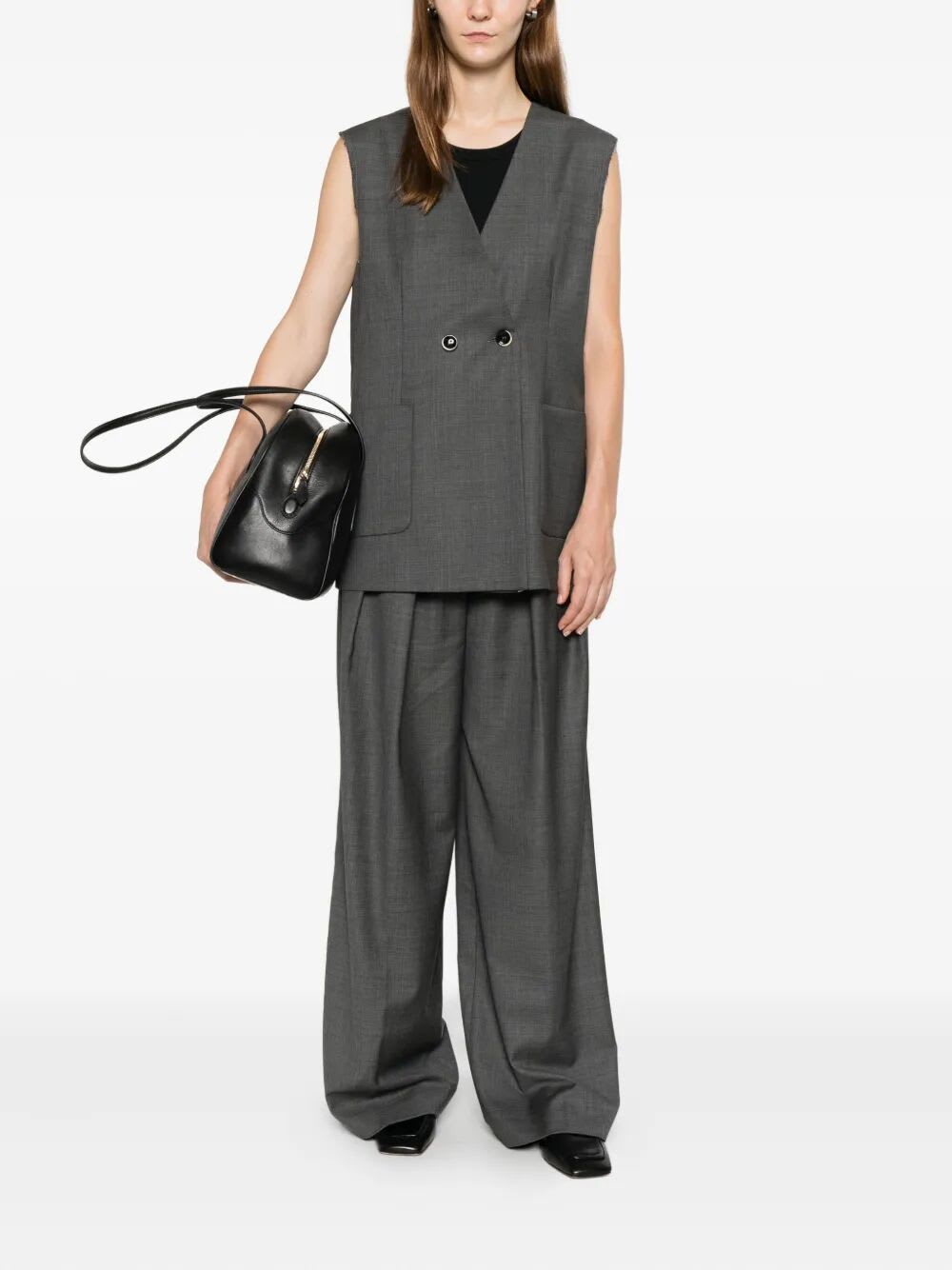 Nine In The Morning Eloisa Double Breasted Gilet T.v. In Gray