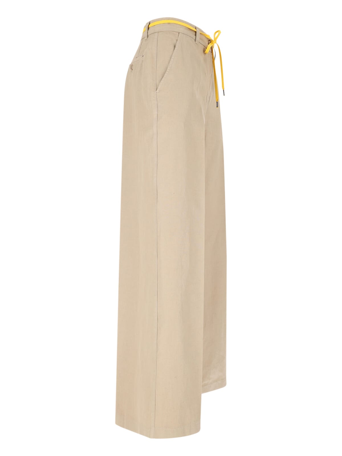 Aspesi Wide Leg Trousers Drawstring Detail In Beige