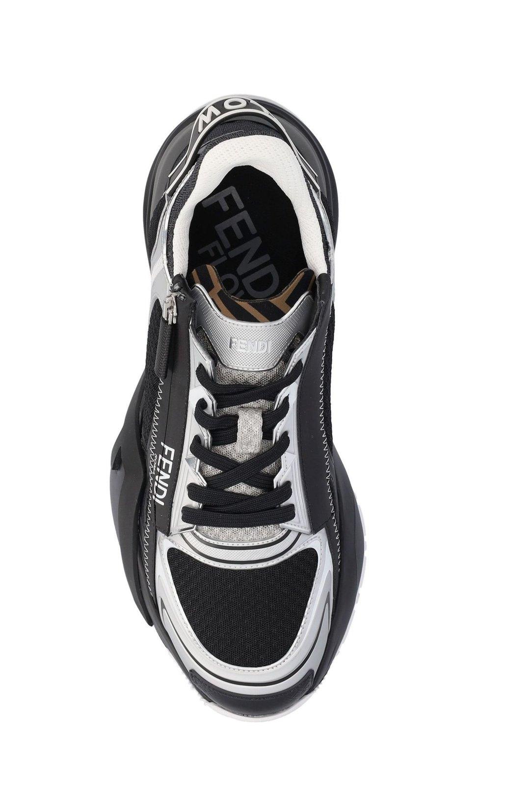 Shop Fendi Flow Lace-up Sneakers In Pxv Sil Nero Antr