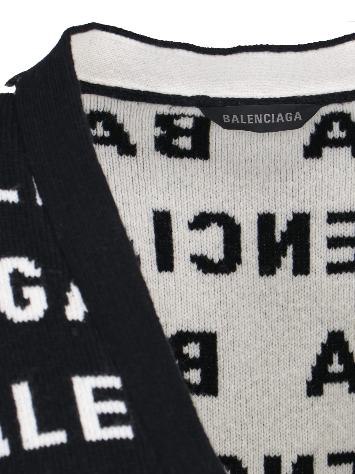 Shop Balenciaga All-over Logo Cardigan In Black
