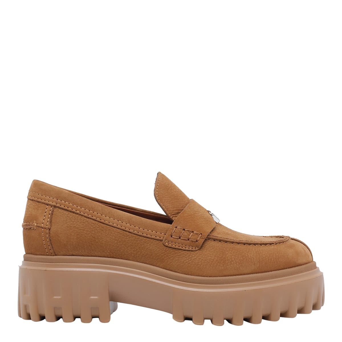 Hogan H700 Loafers Round Toe Chunky Sole In Brown