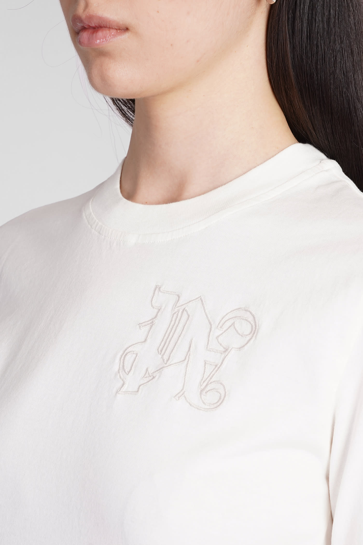 Shop Palm Angels T-shirt In White Cotton