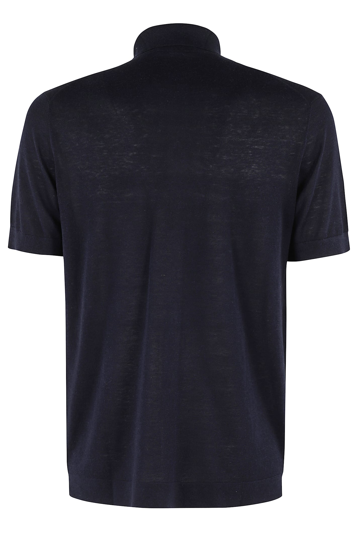 Kangra Cashmere Kangra Short-sleeved Shirt With Pointed Collar In Soft Silk-linen Blend In Blu