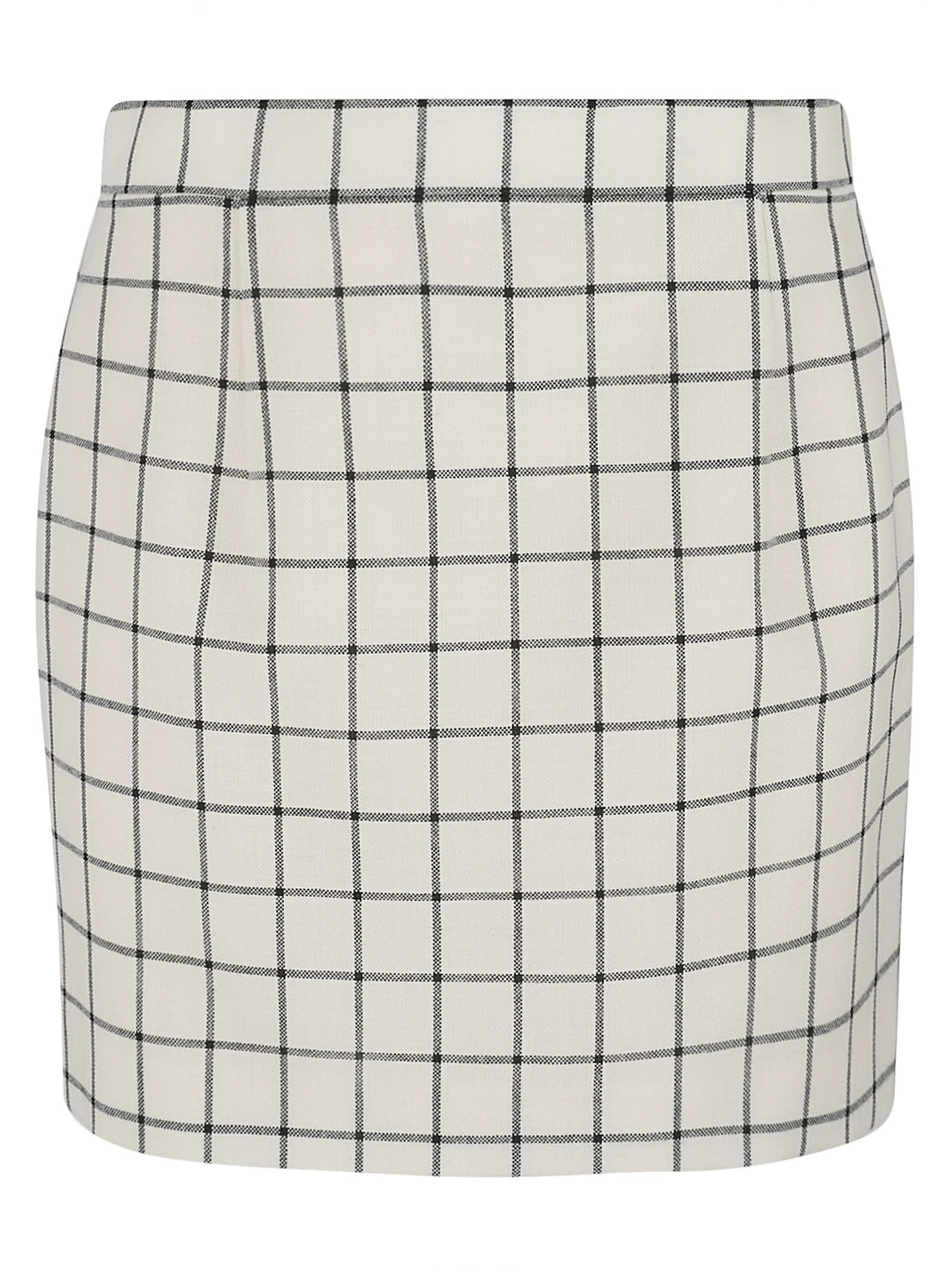 Shop Marni Check Print Skirt In Stone White