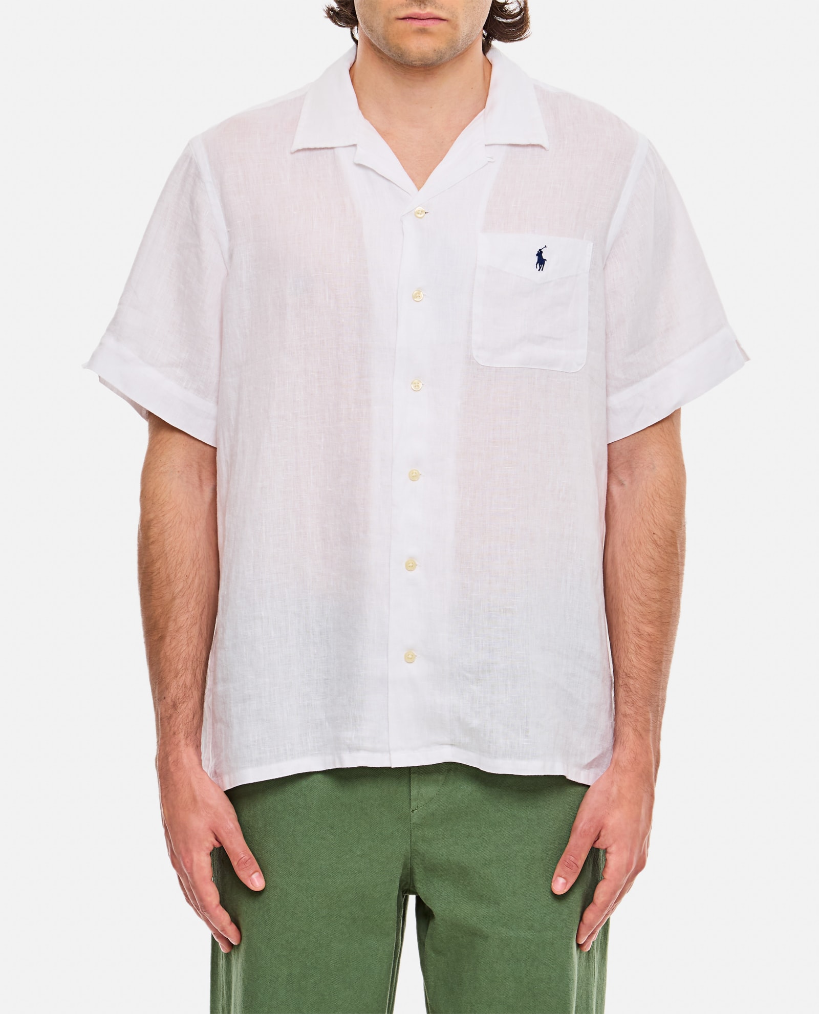 Shop Polo Ralph Lauren Linen Sport Shirt In White