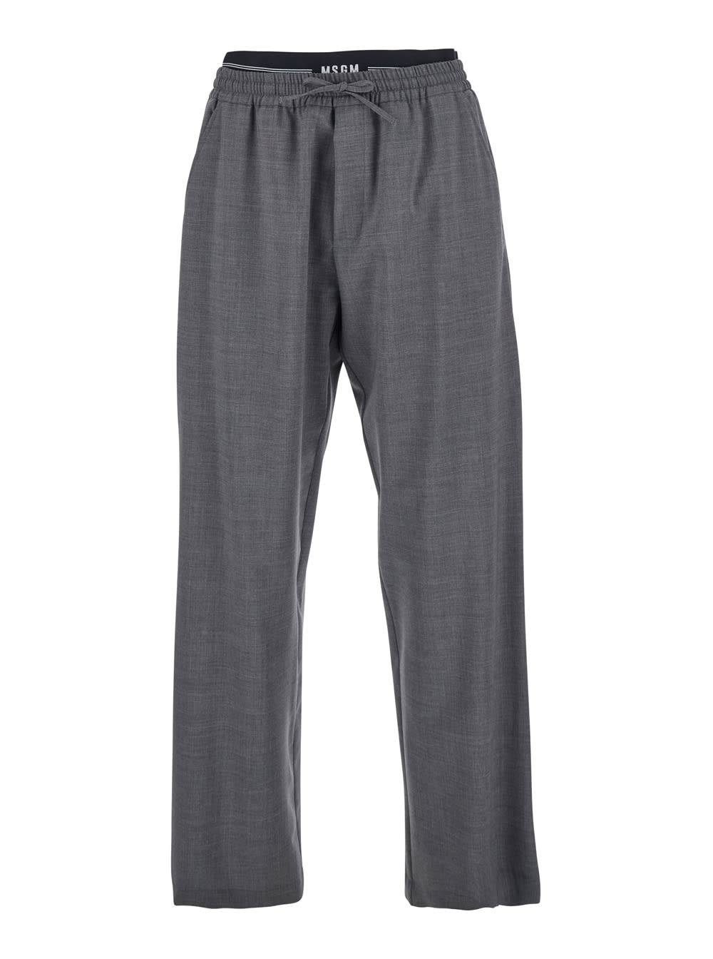 Msgm Elastic-waistband Trousers In Gray