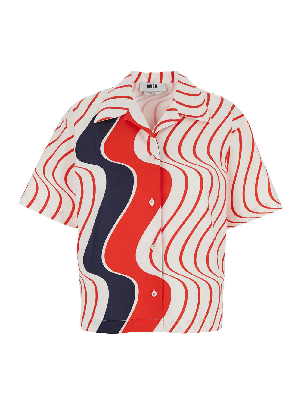 Msgm Multicolor Shirt With Classic Collar In Red