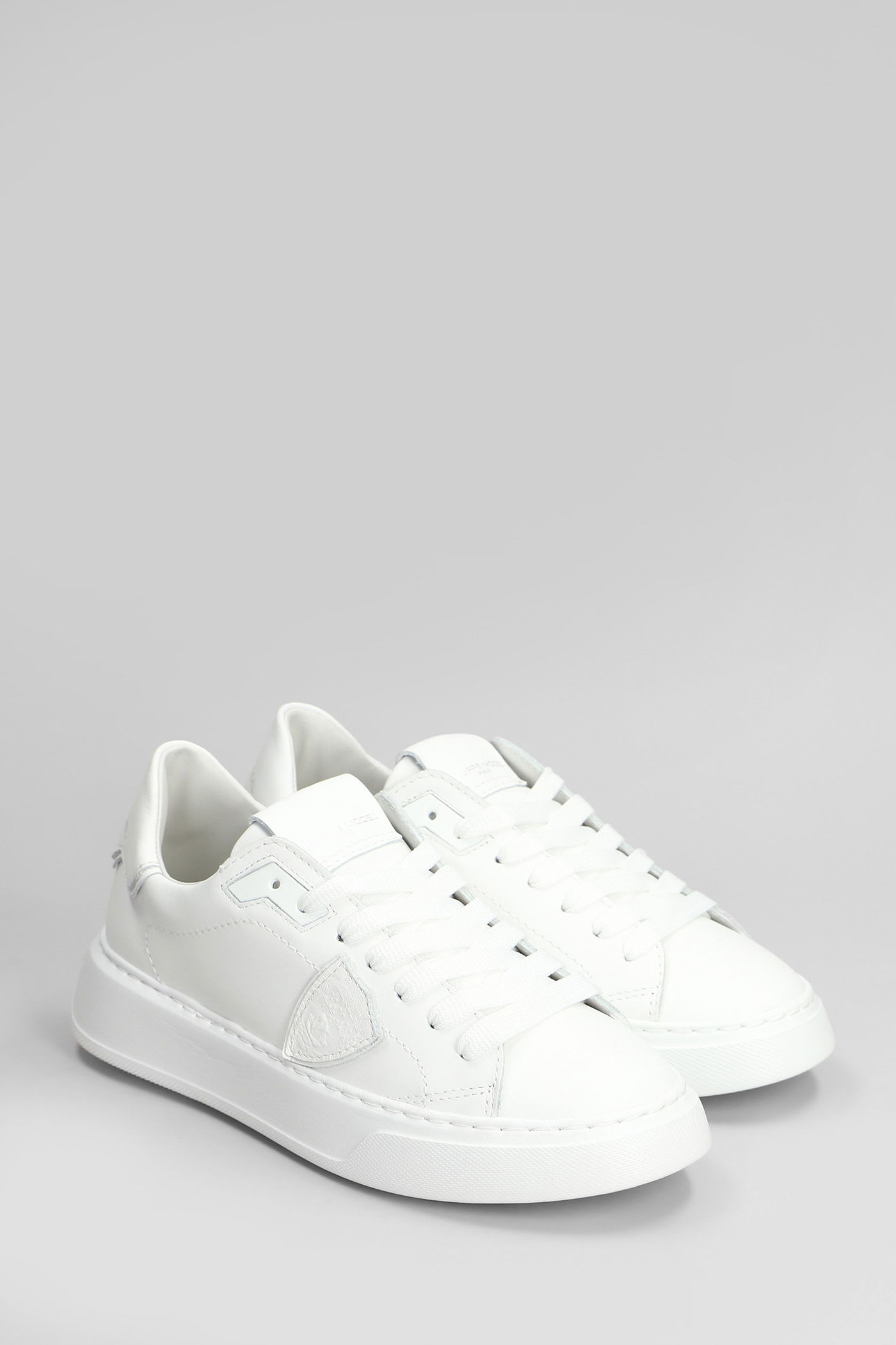 Philippe Model Low Top Rubber Sole Sneakers In White