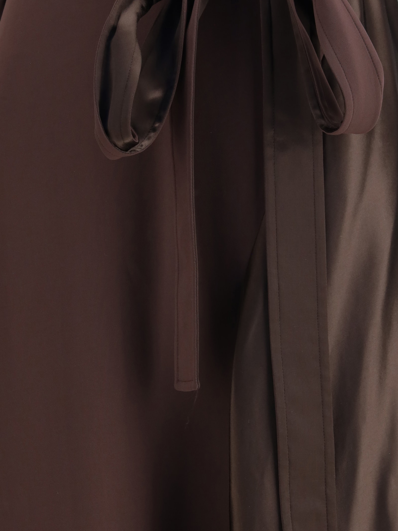 Ferragamo Asymmetric Dress Crafted From Stretch Viscose Cady In Brown