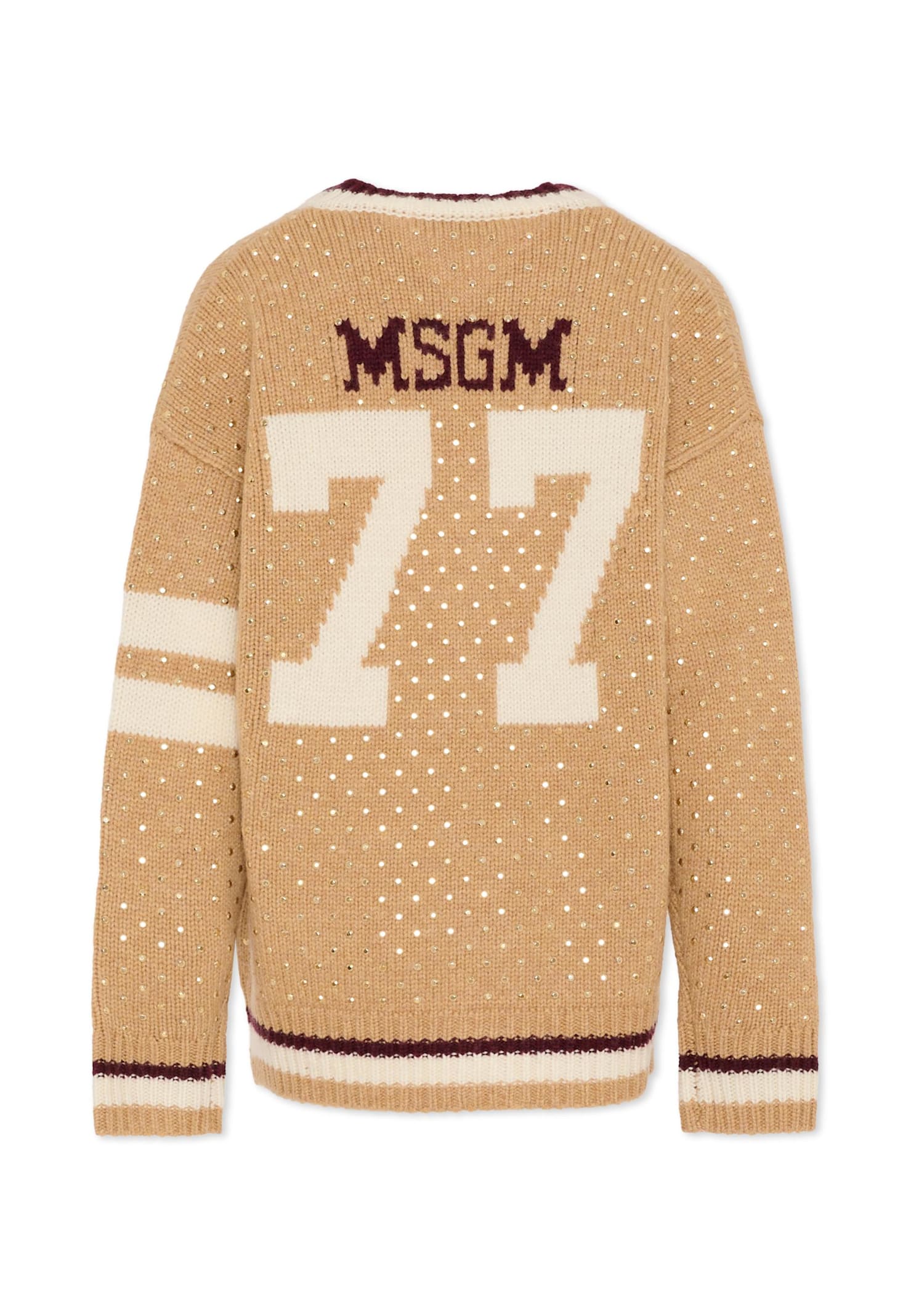 Msgm Sequin Cardigan In Nude