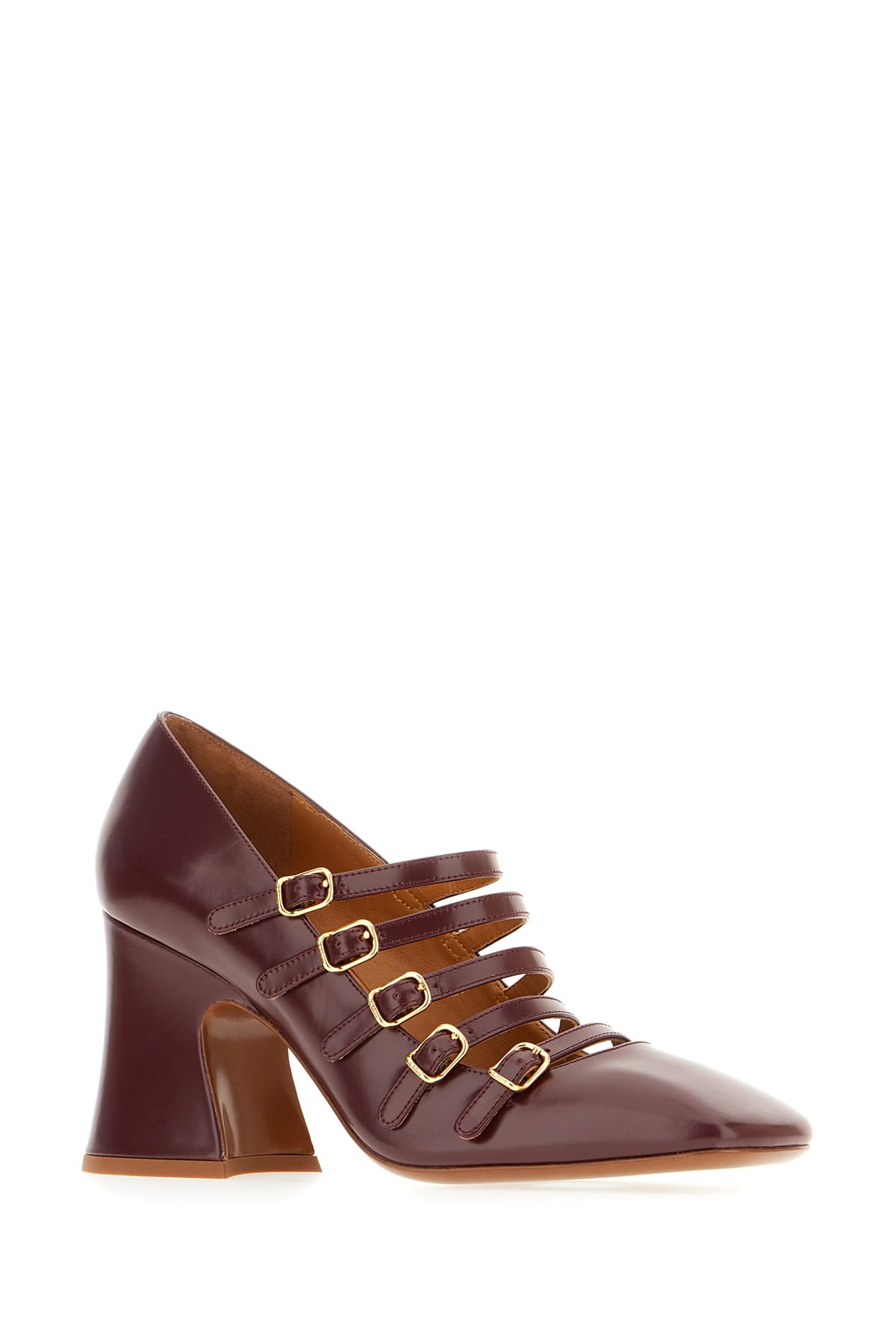 Chloé Aubergine Leather Pumps In Purple