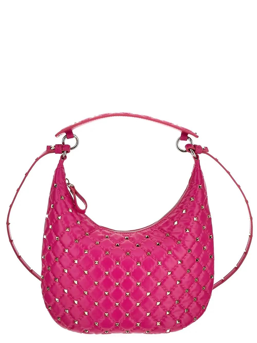 Shop Valentino Rockstud Spike Small Hobo Bag In Pink