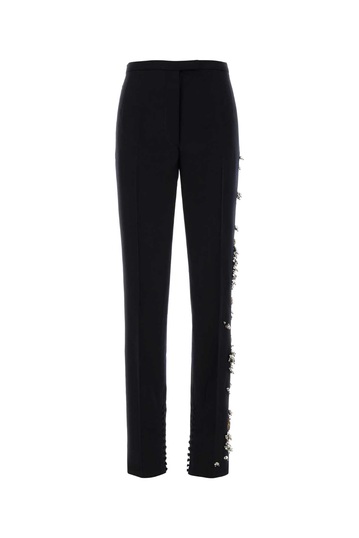 Dries Van Noten Pandoris Embellished Wool Skinny Pants In Black