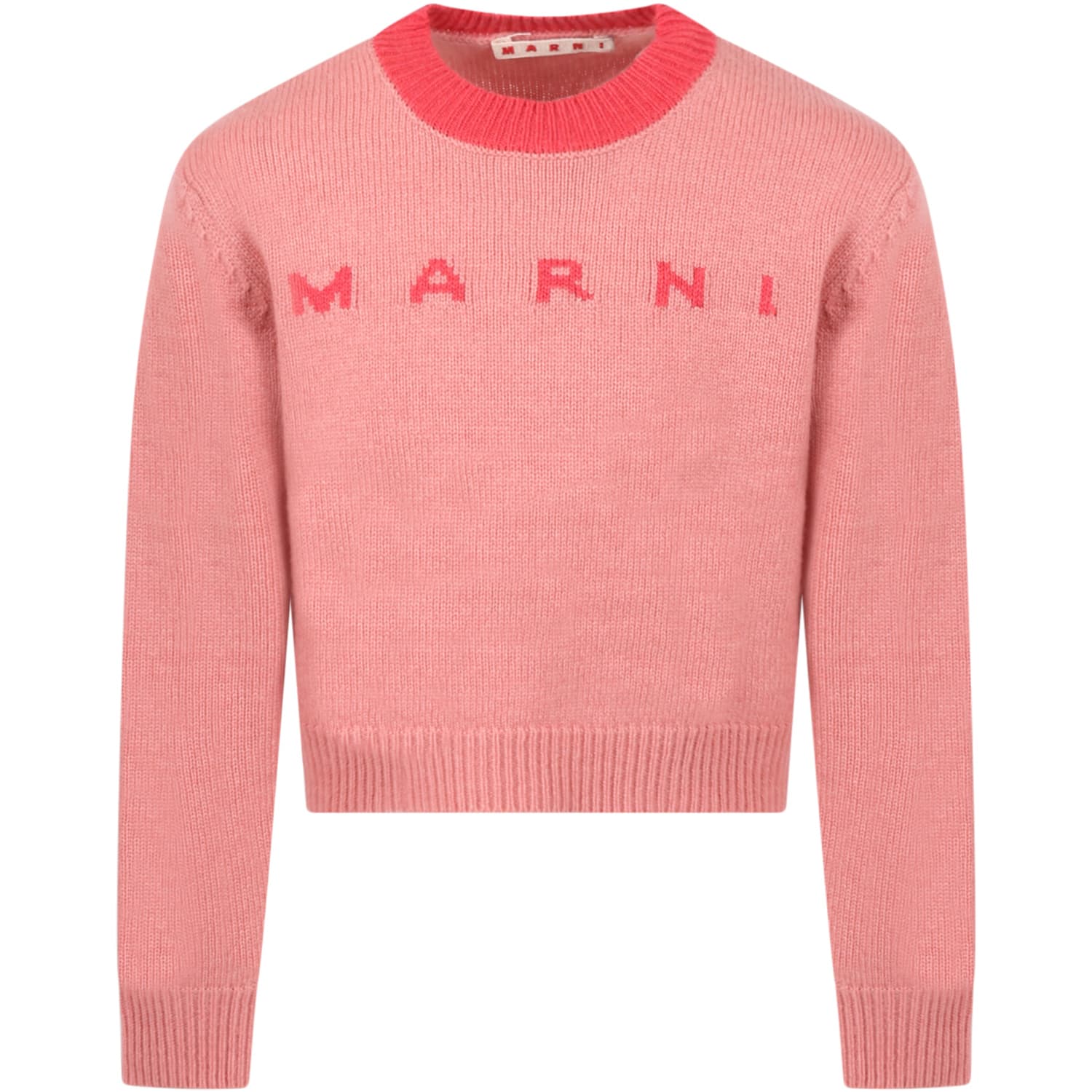 Marni Pink Sweater For Girl With Logo