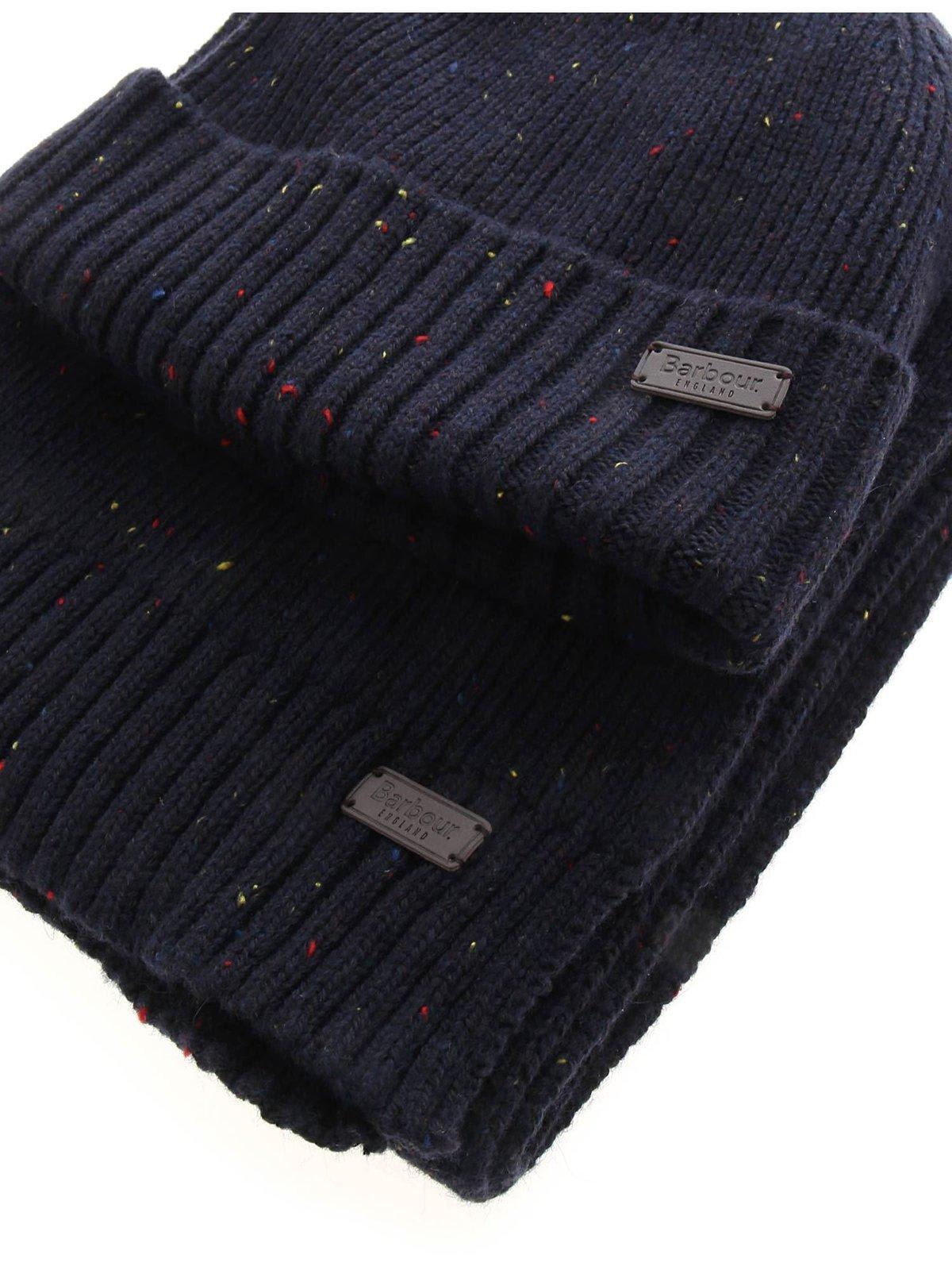 Barbour Carlton Beanie & Scarf Set In Blue