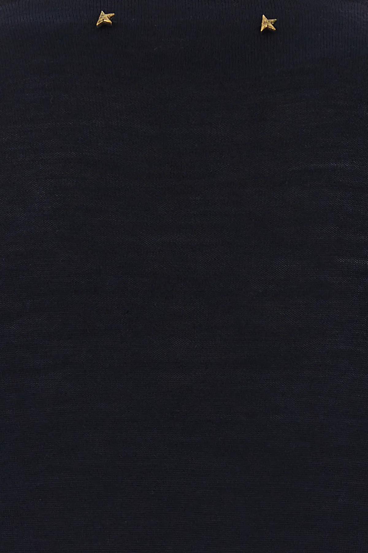 Golden Goose Black Merino Wool Sweater With Golden Applications For Women In Blue