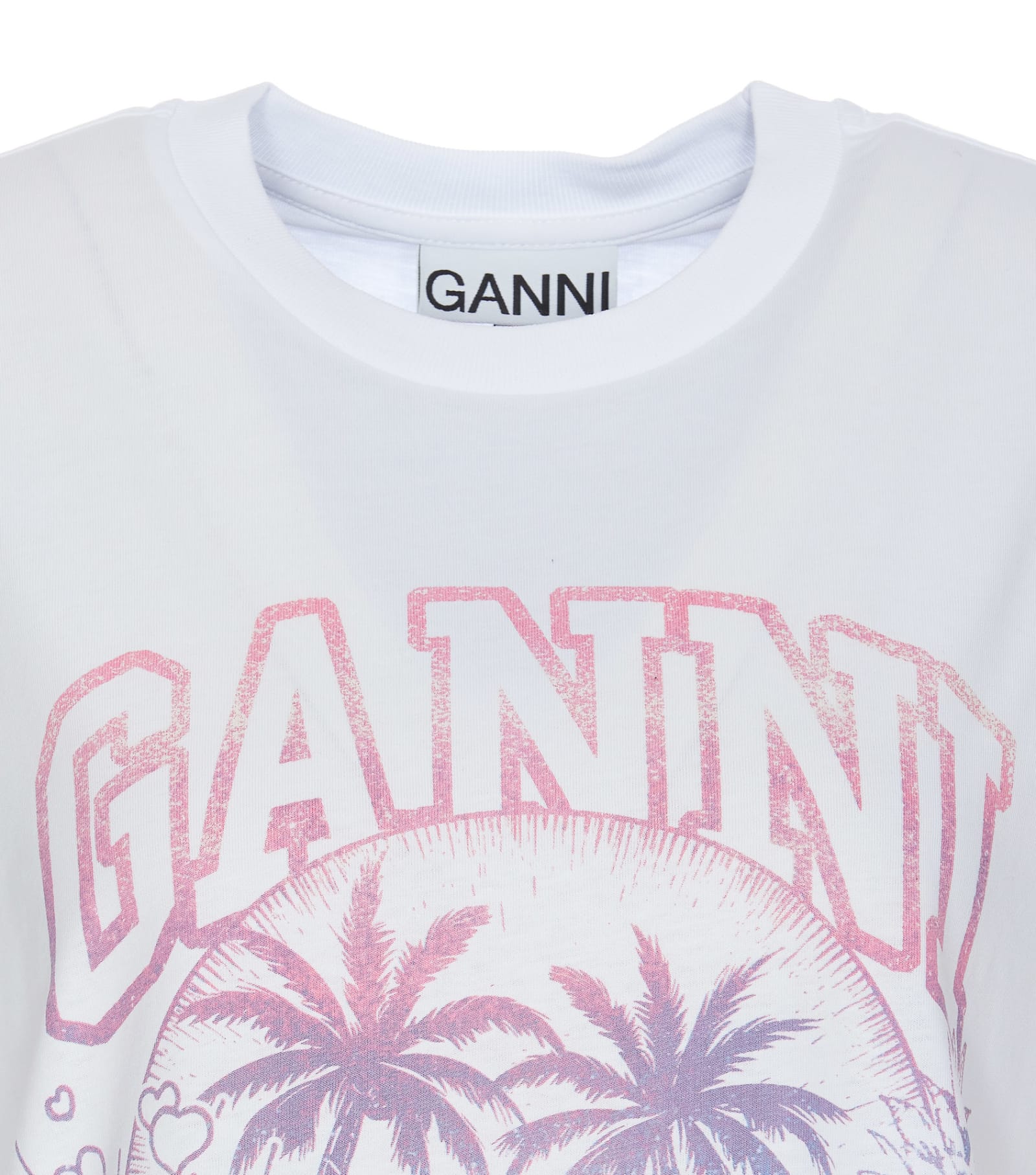 Shop Ganni Basic Jersey Cocktail Relaxed T-shirt In White