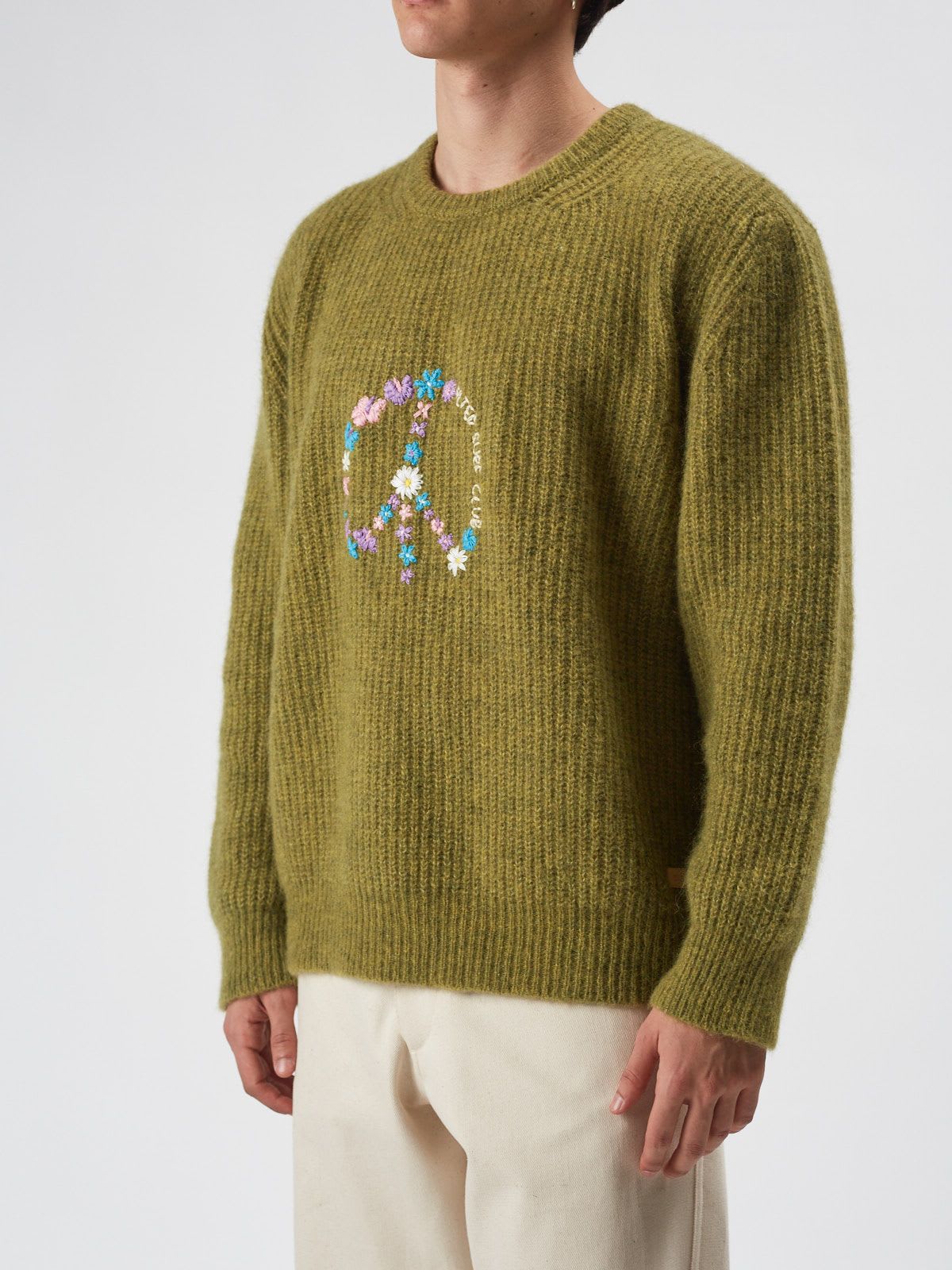 Silted Peaceful Sweater Handmade Flowers Embroidery