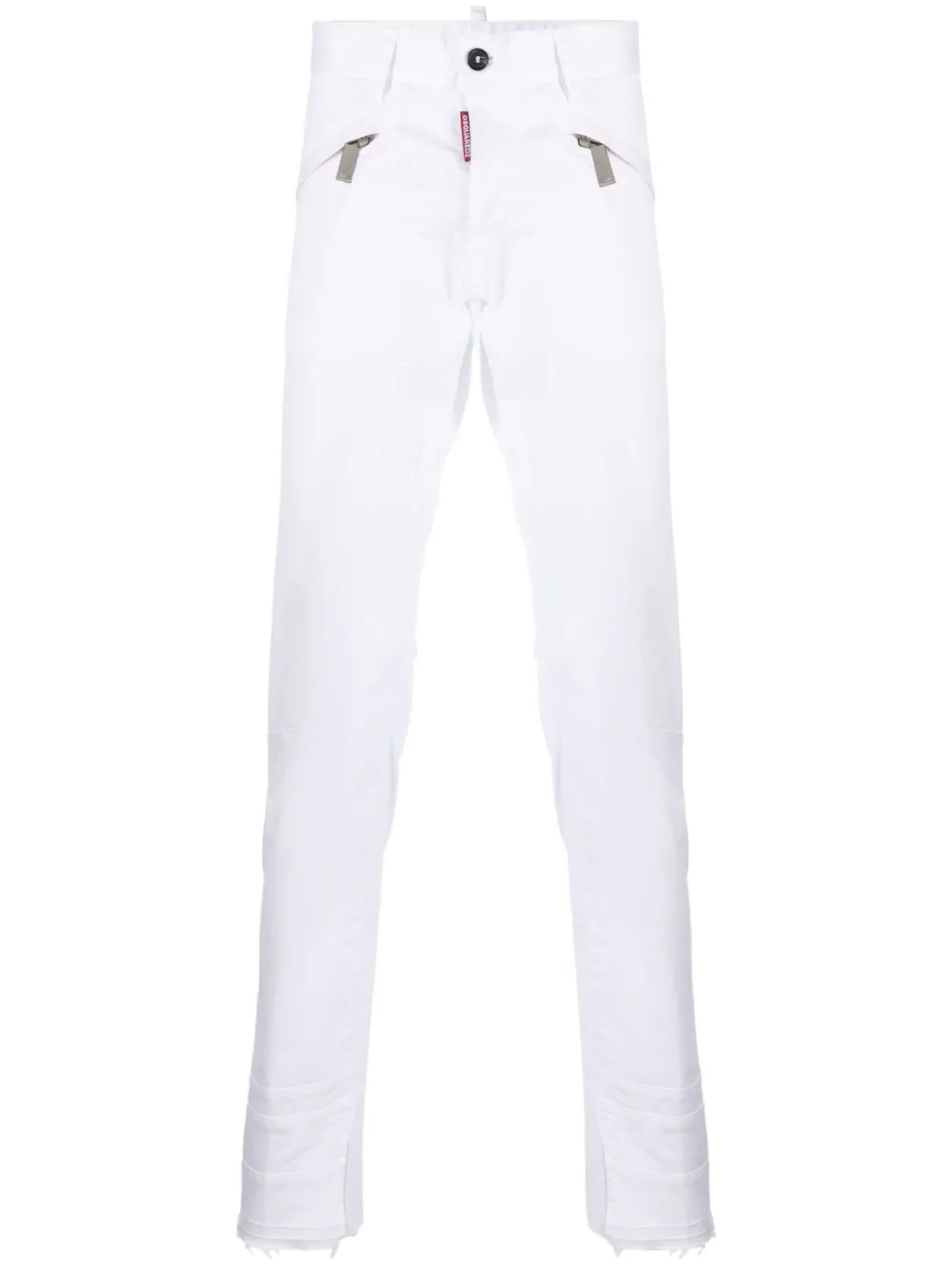 Dsquared2 White Stretch-cotton Trousers Dsquared2