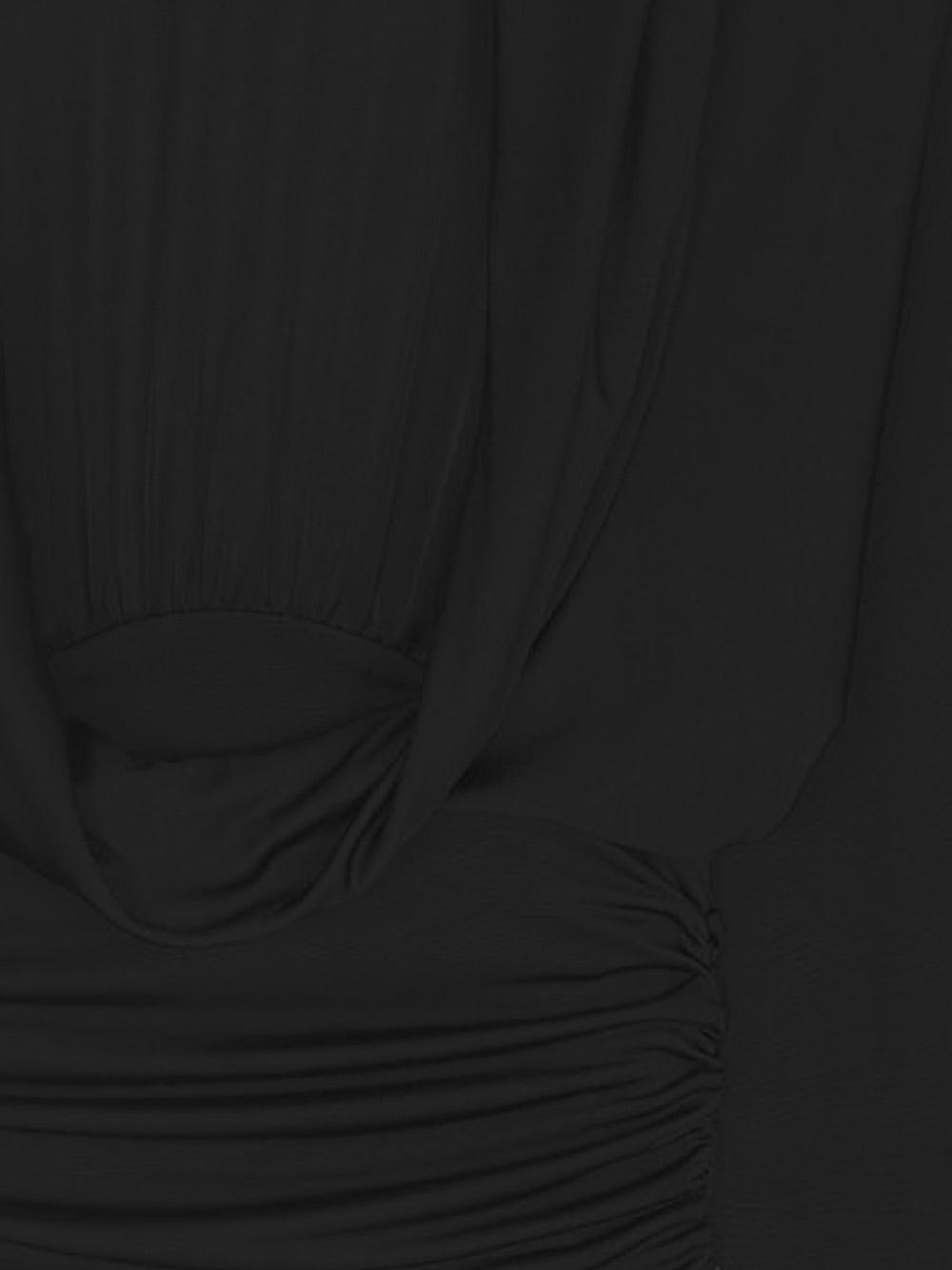Saint Laurent Cropped Cowl-back Top In 1000