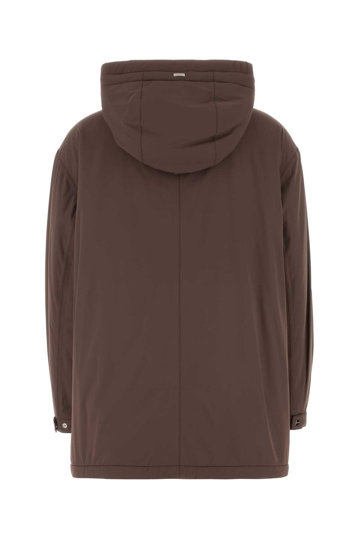 Herno Jacket Stretch Nylon Belted Waist In Brown