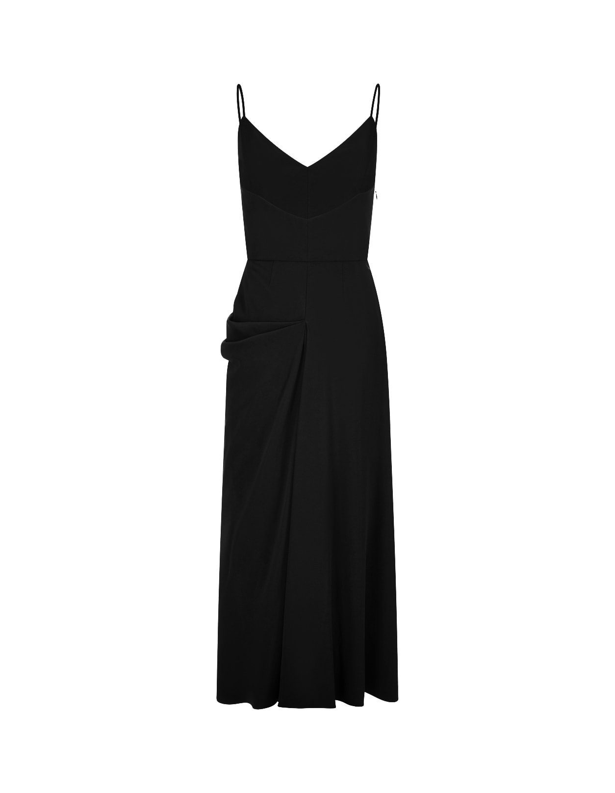 Shop Alexander Mcqueen Black Midi Dress With Draping