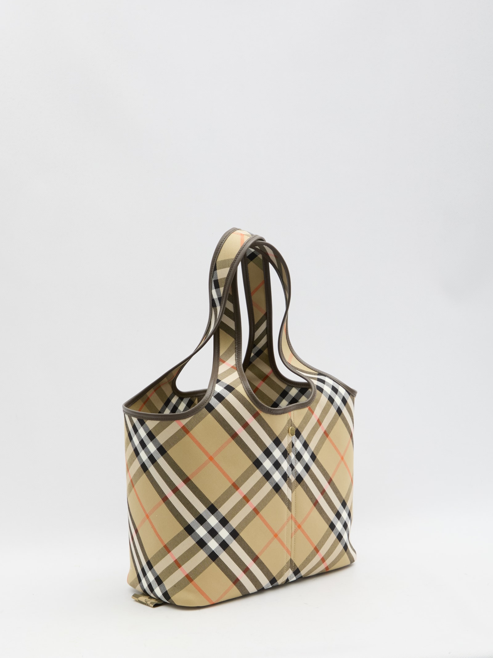 Shop Burberry Small Check Tote Bag In Beige