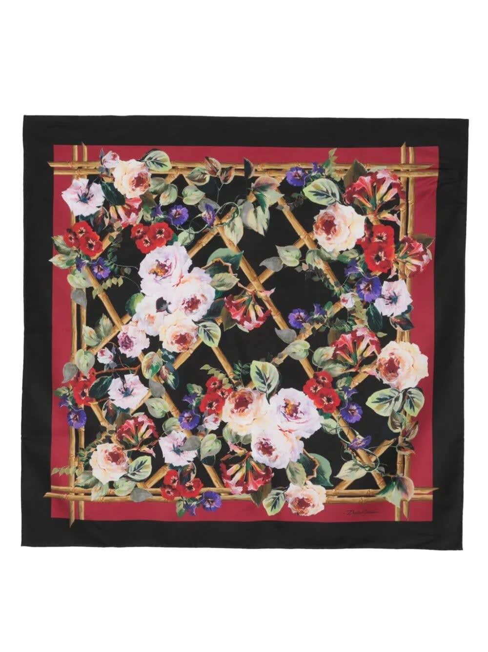 Dolce & Gabbana Floral-print Silk Scarf In Ya Multicolor