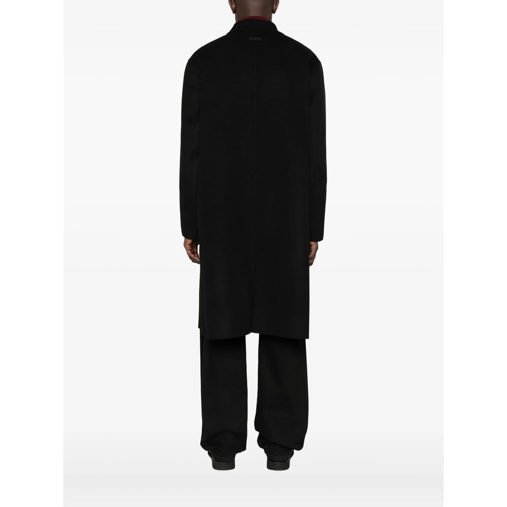 Lardini Collared Wool Coat Featuring Side Pockets In Black