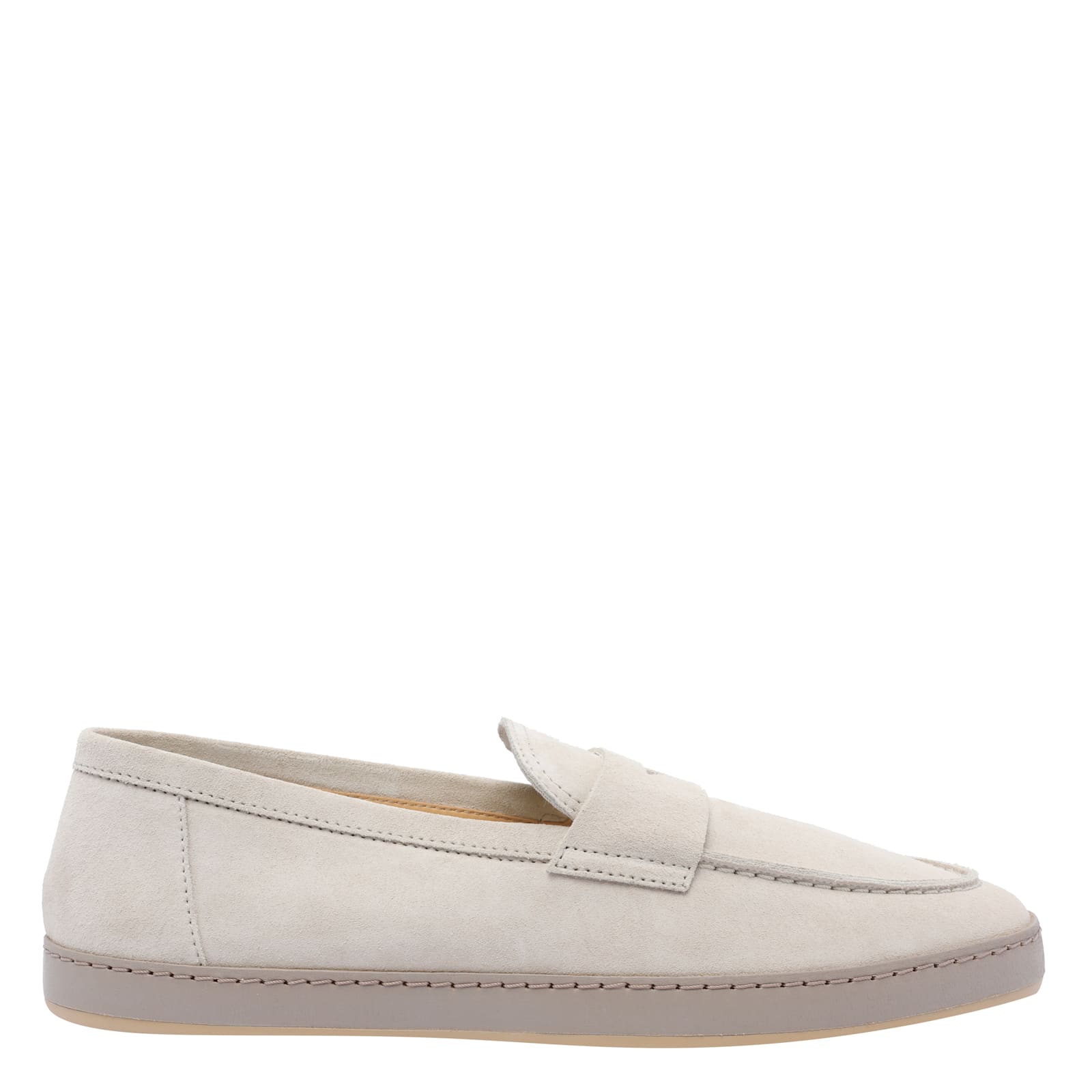 Brunello Cucinelli Loafers With Round Toe And Suede Finish In Sand
