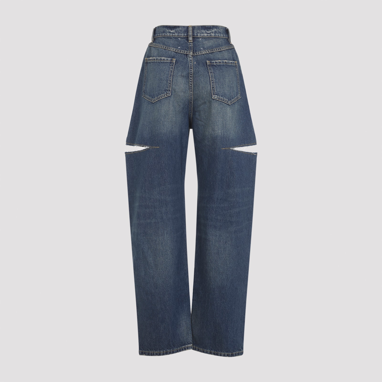 Maison Margiela Stonewashed Denim Jeans With Slash Details In Blue