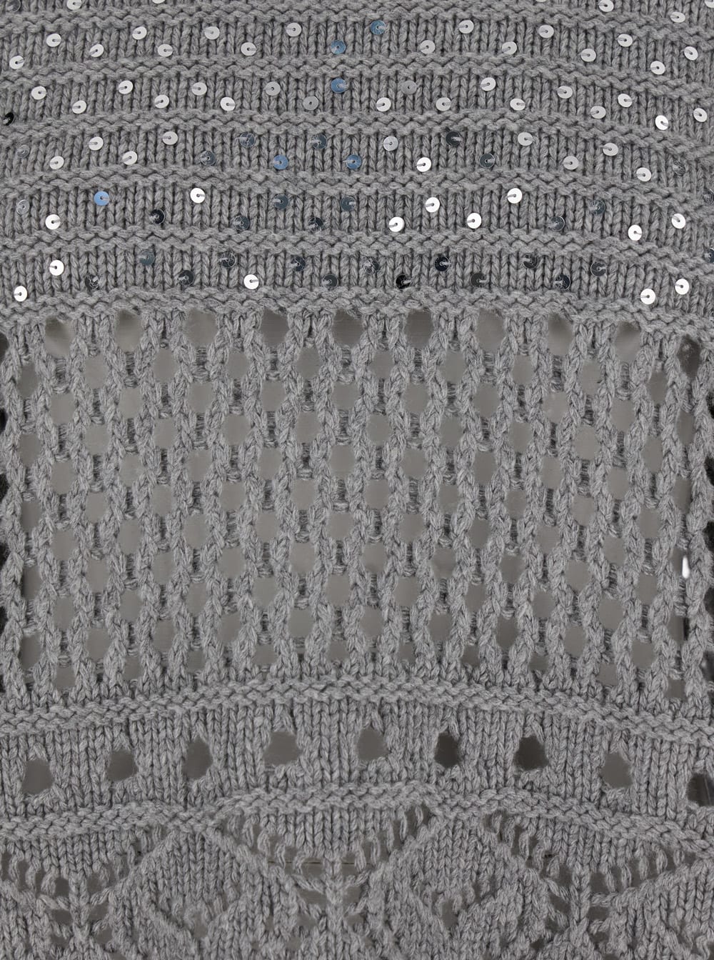 Twinset Grey Crewneck Sequin Sweater In Grey