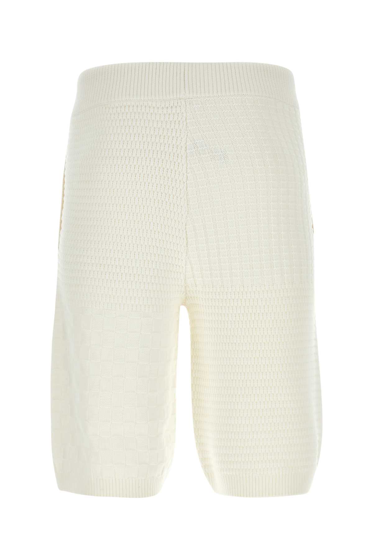 Shop Drôle De Monsieur White Wool And Cotton Bermuda Shorts