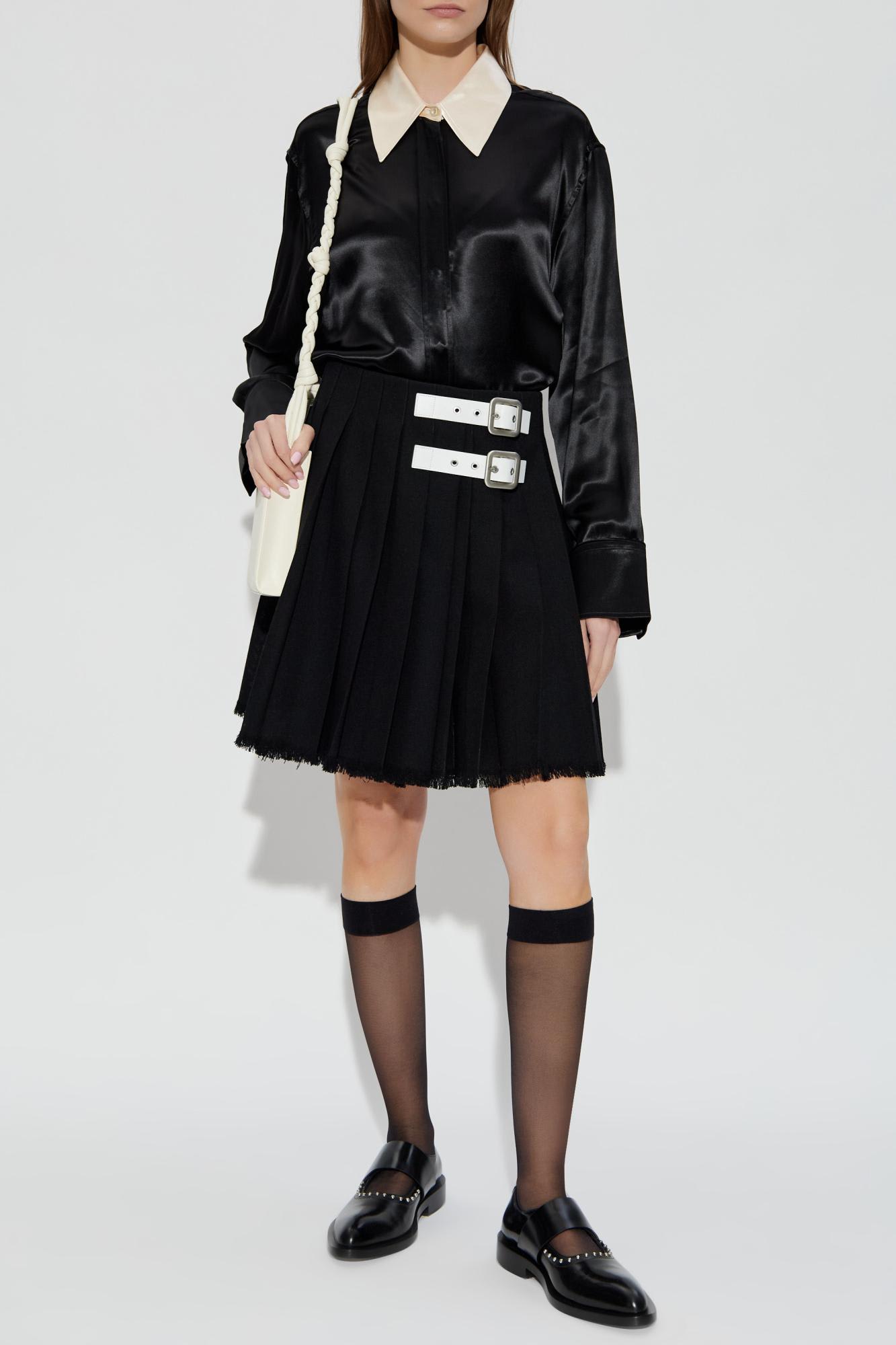 Jil Sander Pleated Skirt With `vintage` Effect In Black