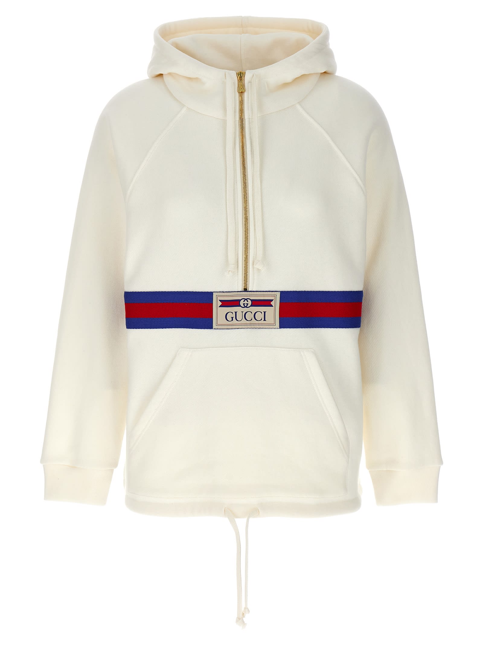 Shop Gucci Web Tape Hoodie In White