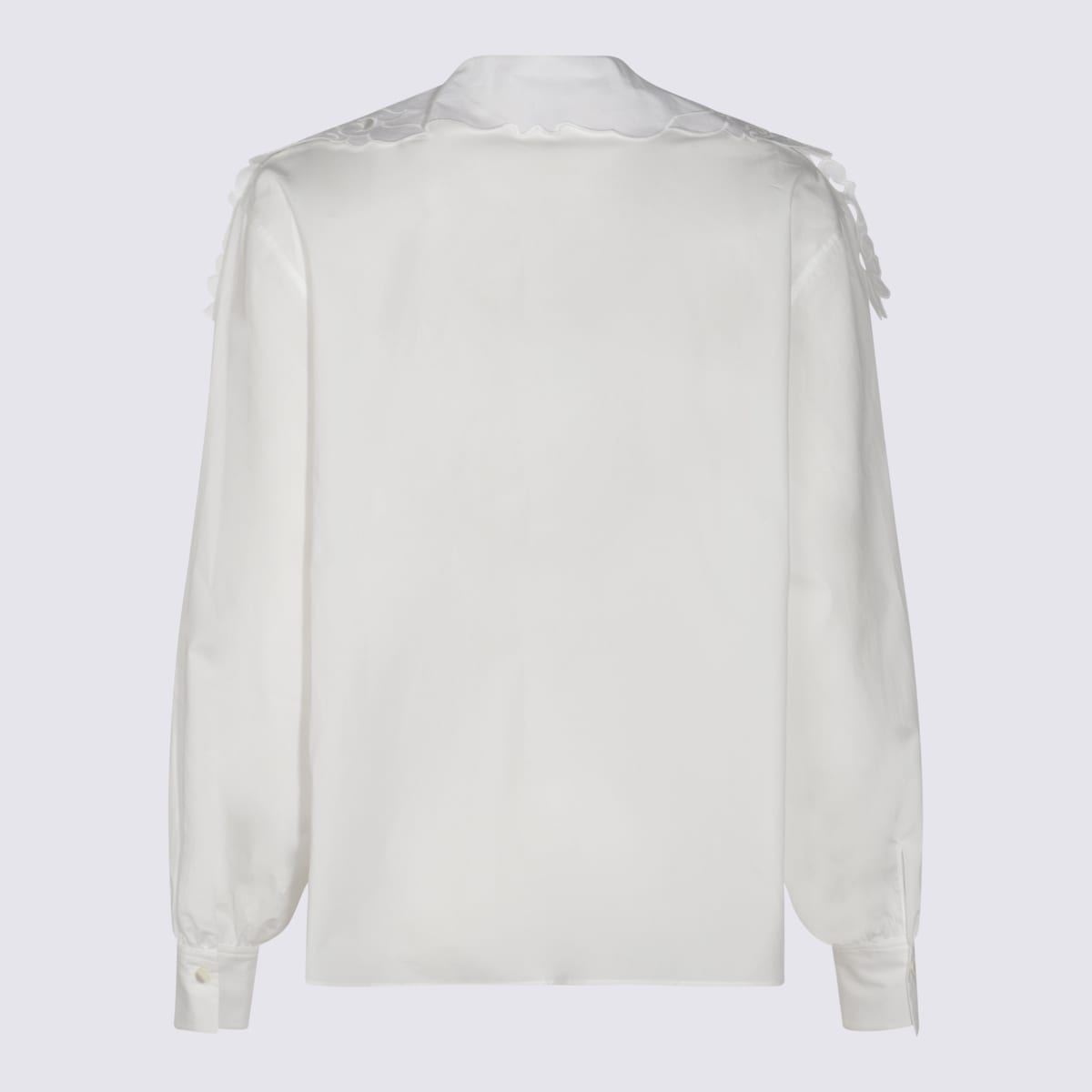 Chloé White Shirt With Embroidered Bow Tie In White
