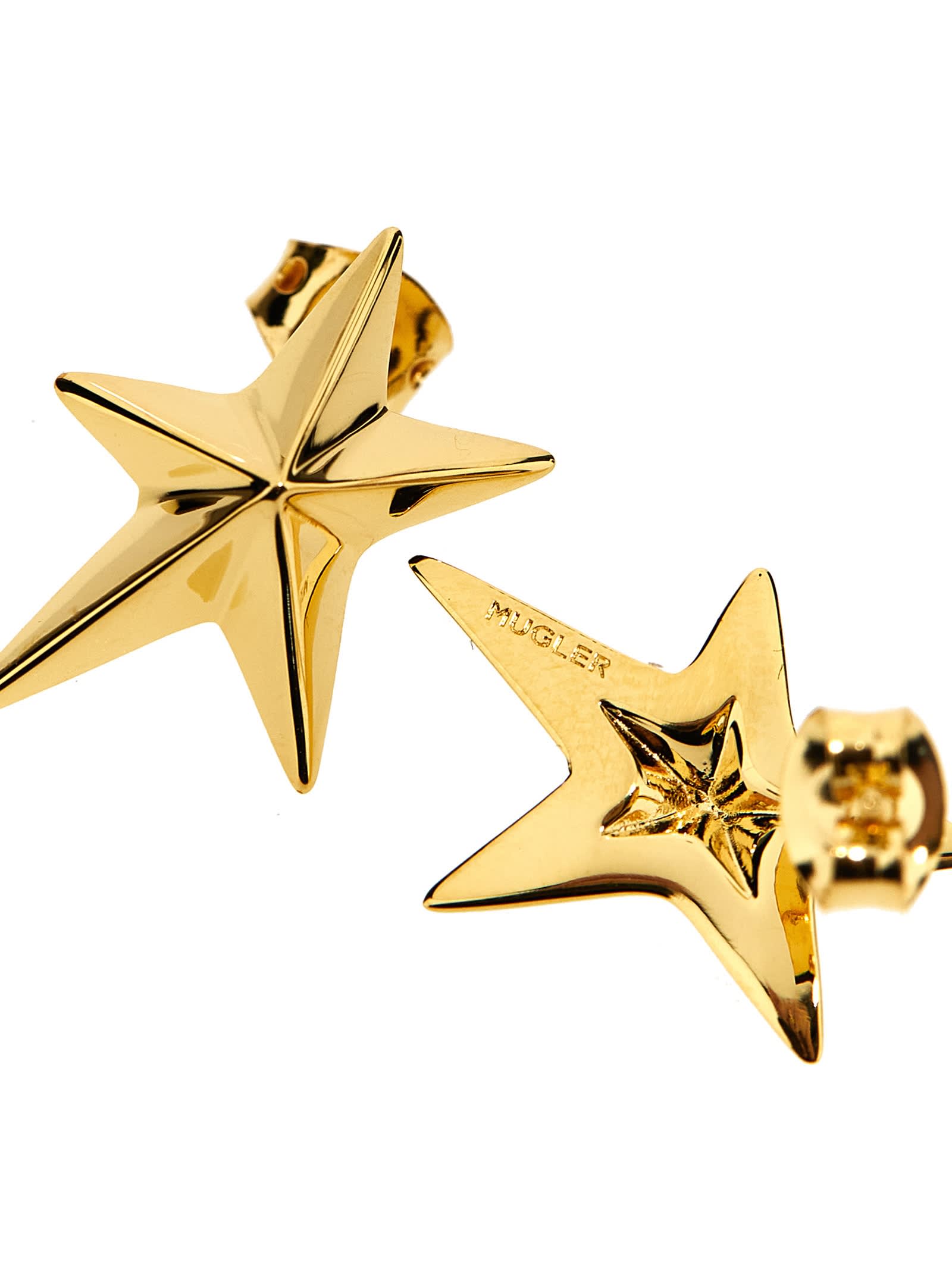 Shop Mugler Mini Star Earrings In Gold