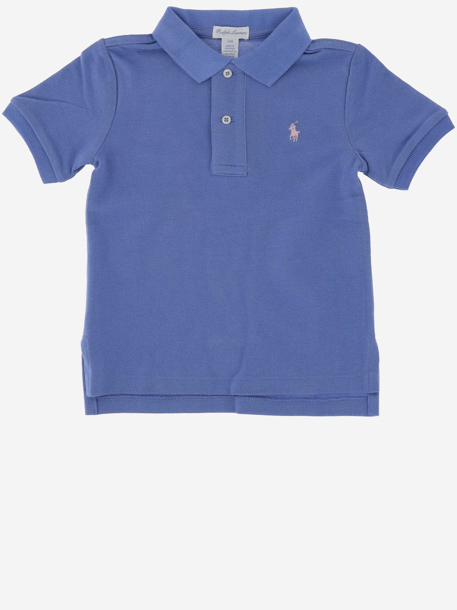 Ralph Lauren Kids' Logo Cotton Polo Shirt In Light Blue