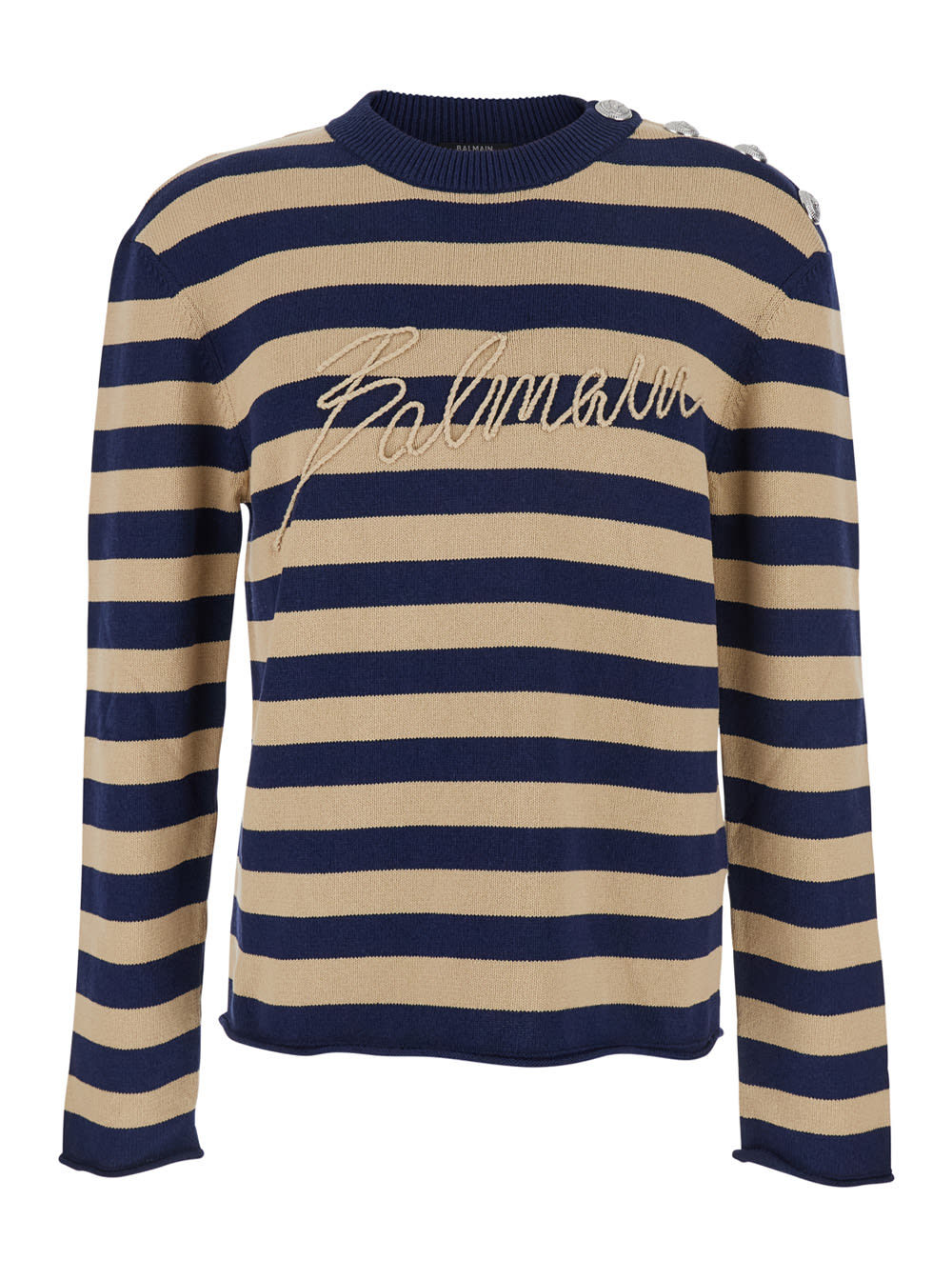 Emb Balmain Logo Mariniere Knit Sweater