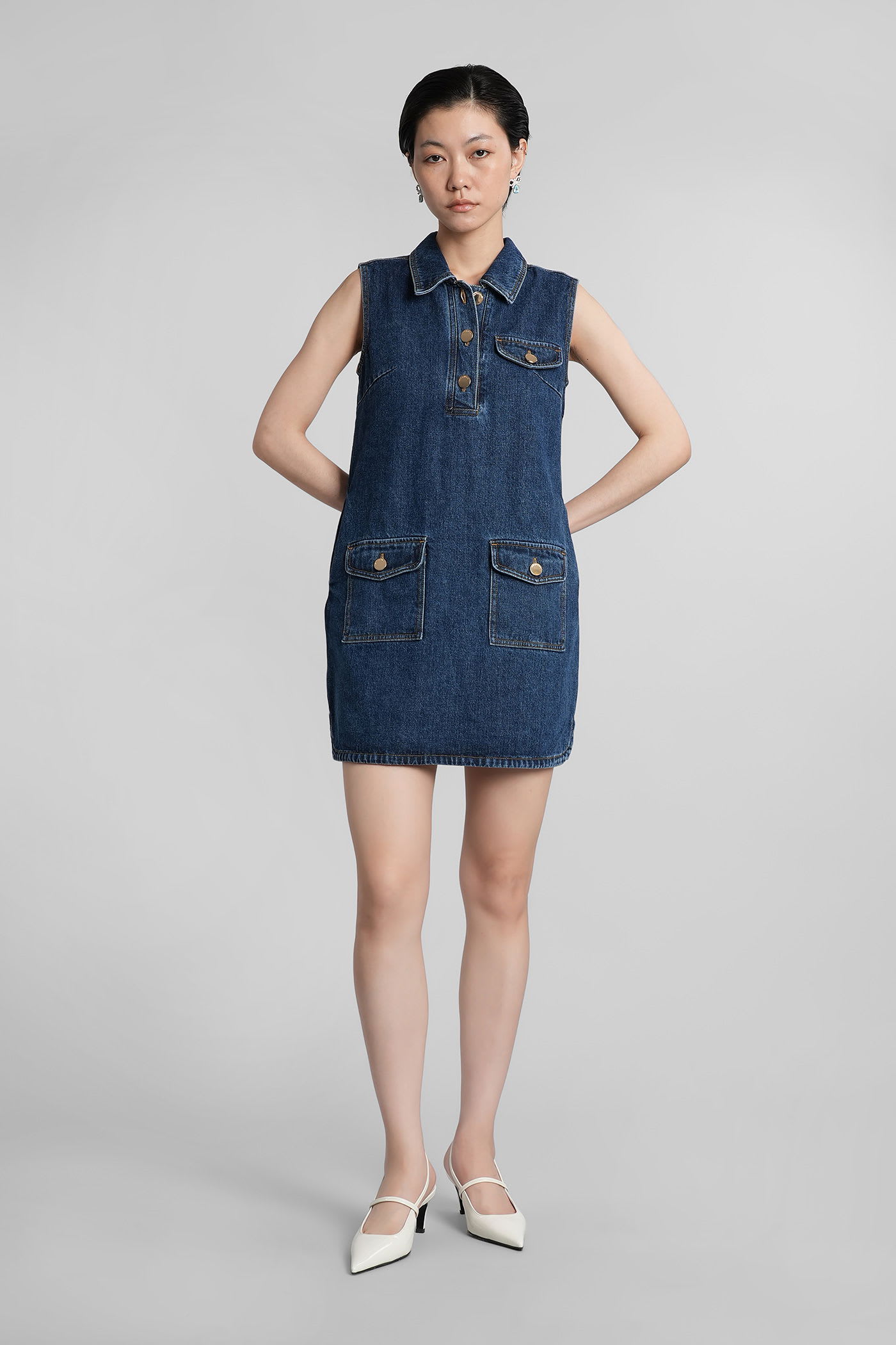 Self-portrait Self Portrait Women Denim Sleeveless Mini Dress In Blue