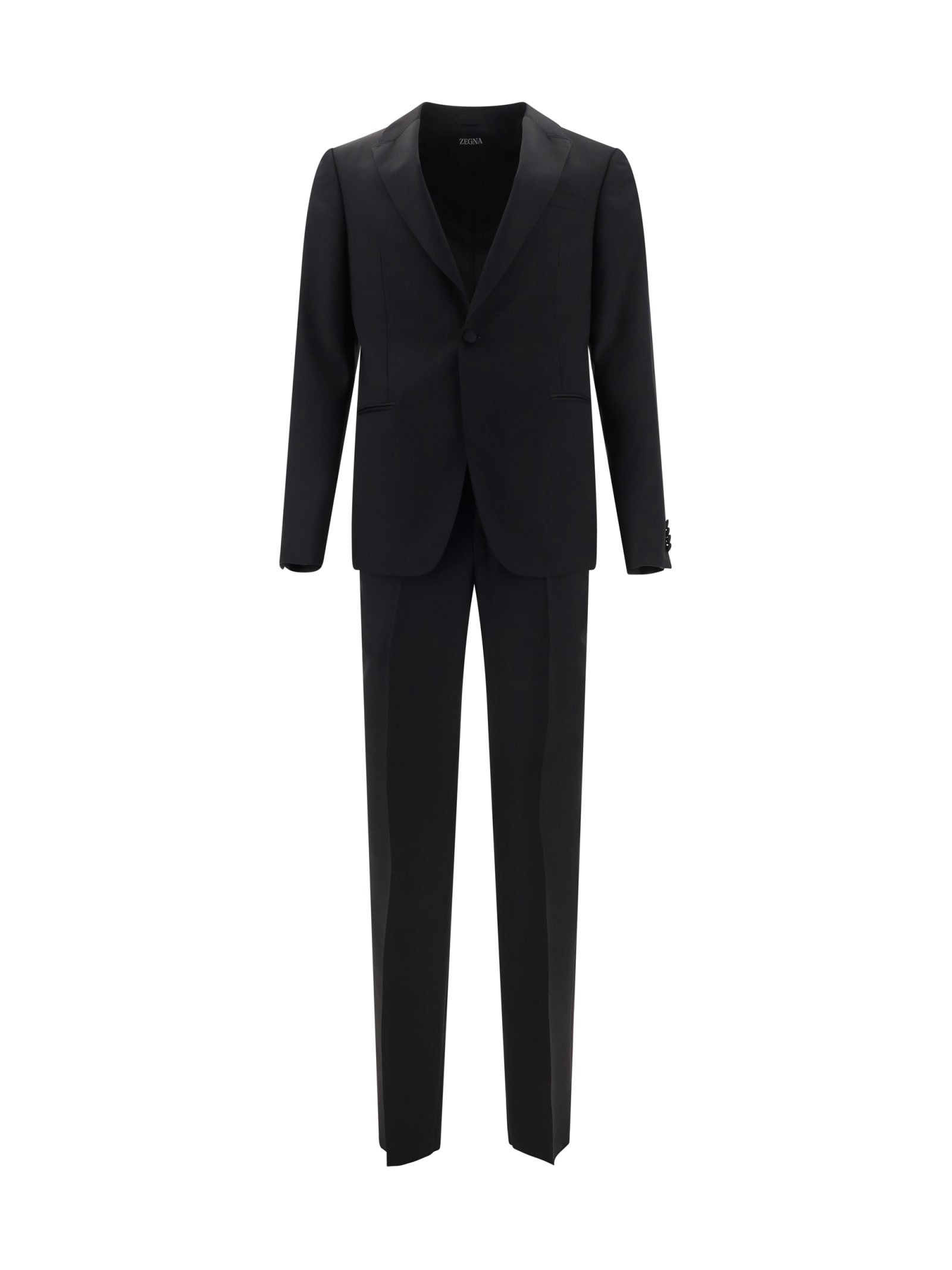 Shop Zegna Suit In 001 Nero Unito