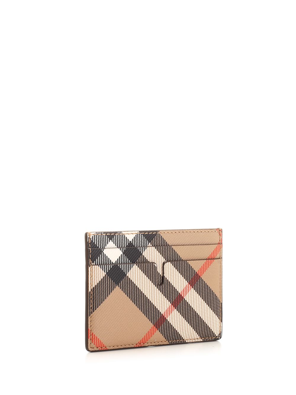 Shop Burberry Card Holder In  Check In Beige