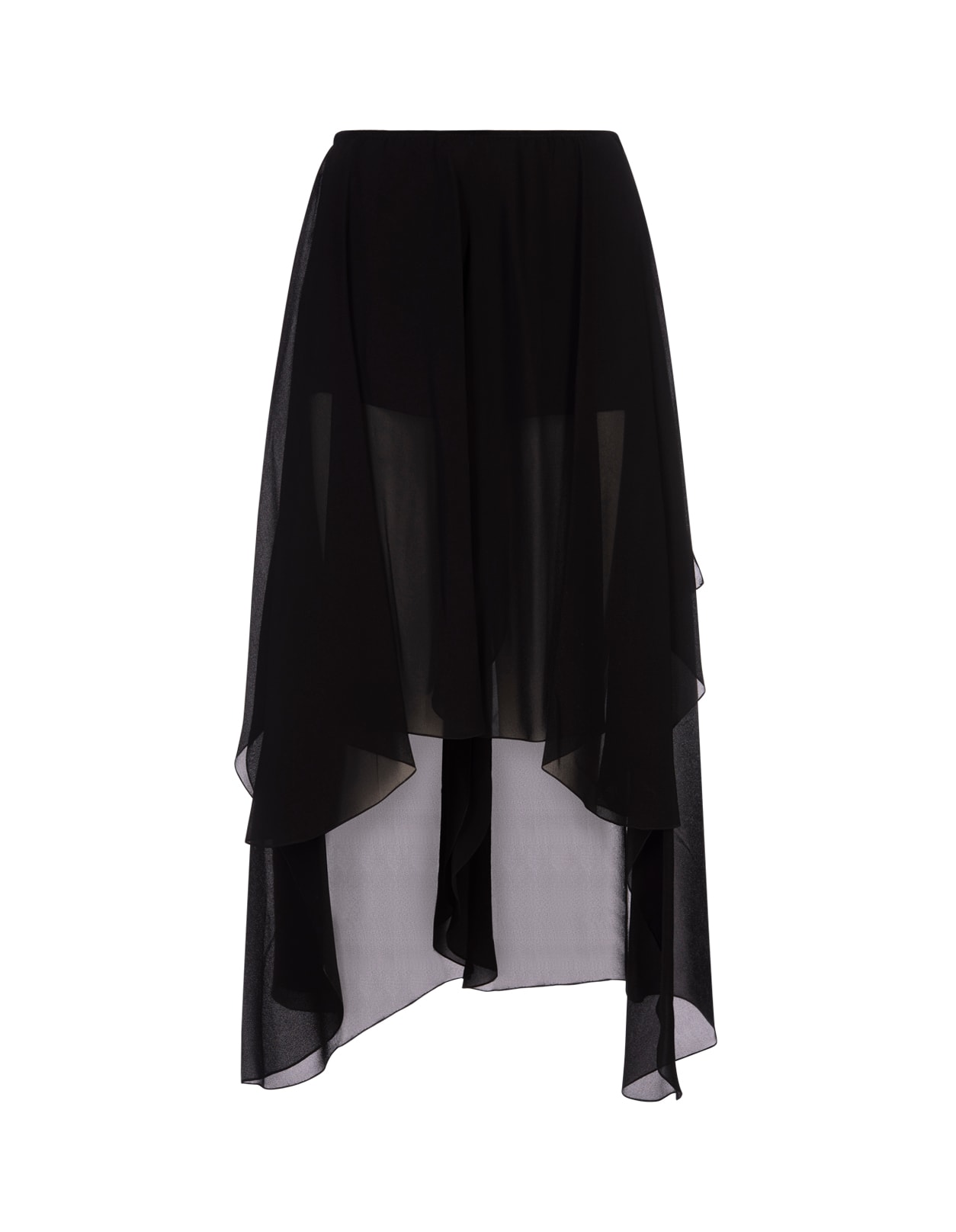 Chloé Black Silk Georgette Ruffle Shorts