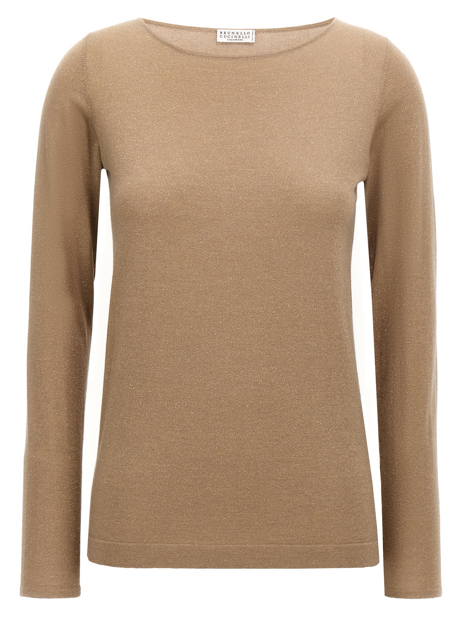 Shop Brunello Cucinelli Lurex Sweater In Beige