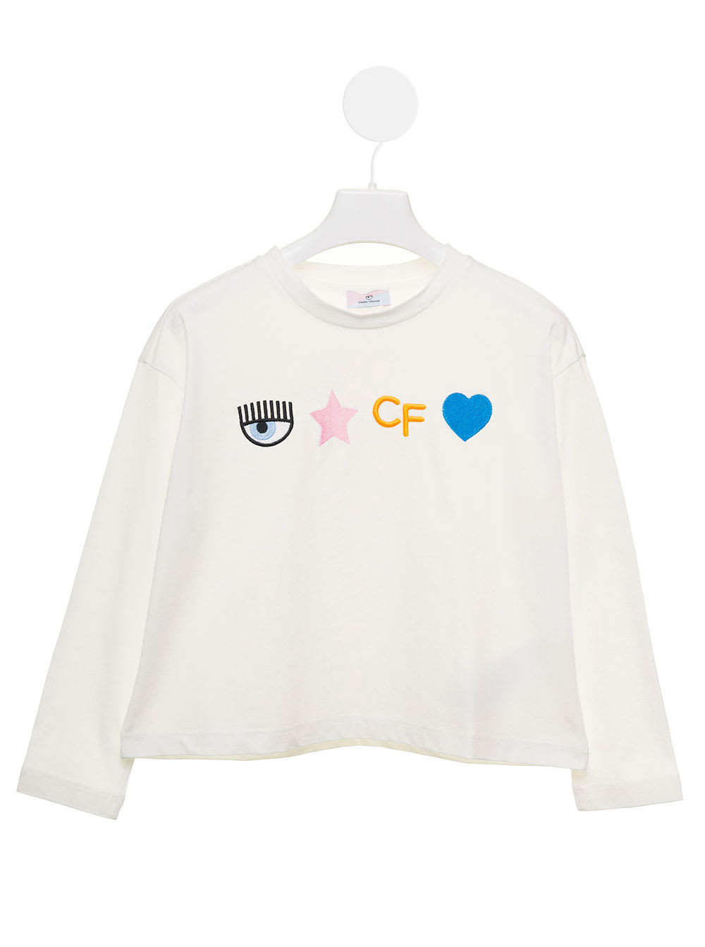 Chiara Ferragni White Cotton Sweater With Embroidery On The Front