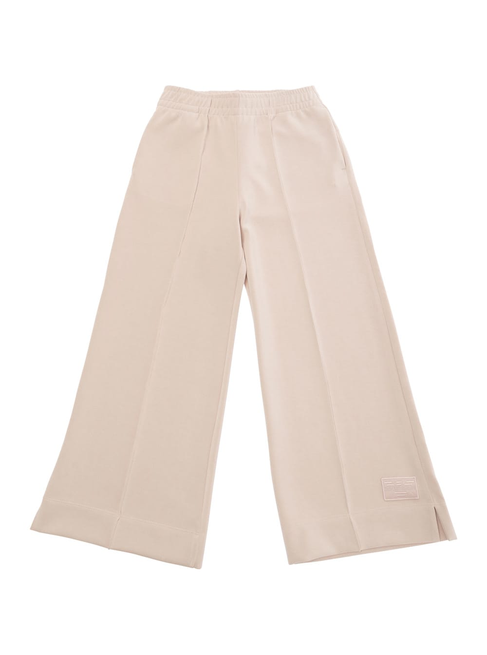 Shop Emporio Armani Pink Pants With Elastic Waistband And Logo Patch In Fabric Woman