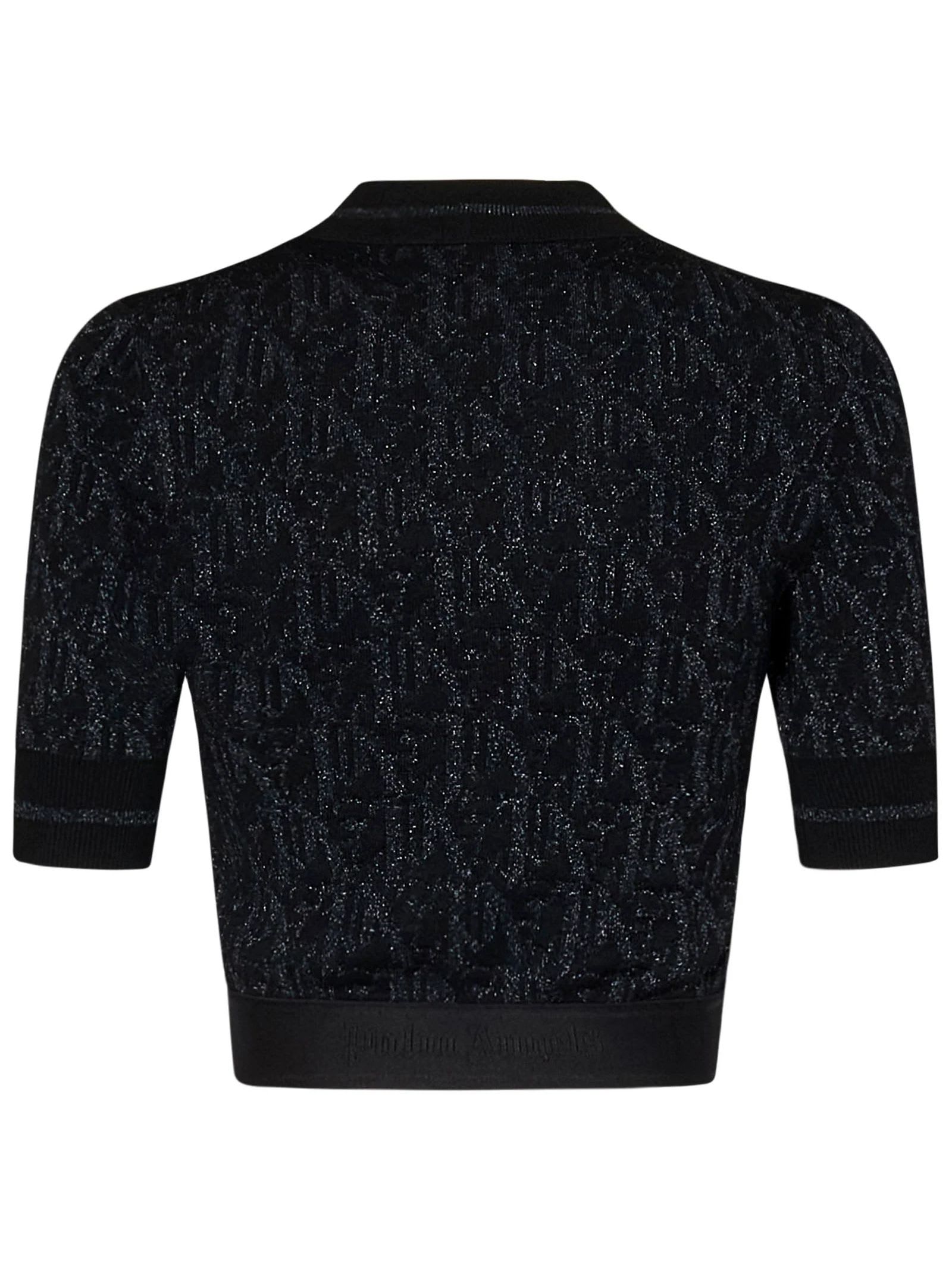 Shop Palm Angels Monogram-jacquard Knitted Top In Black